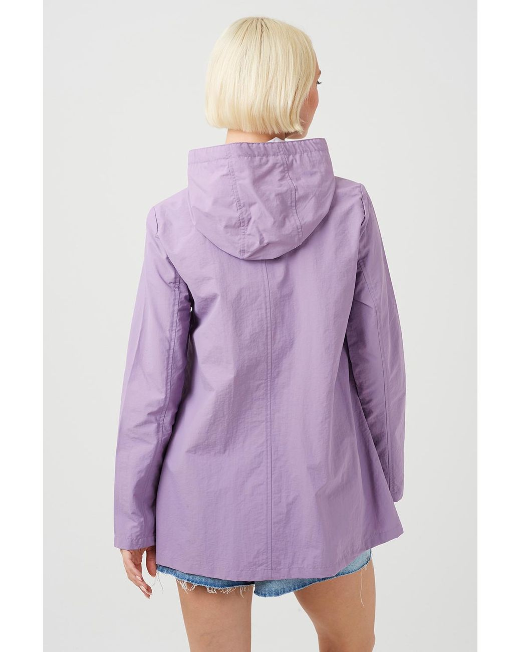 Brave Soul Purple Lightweight Coated Hooded Jacket