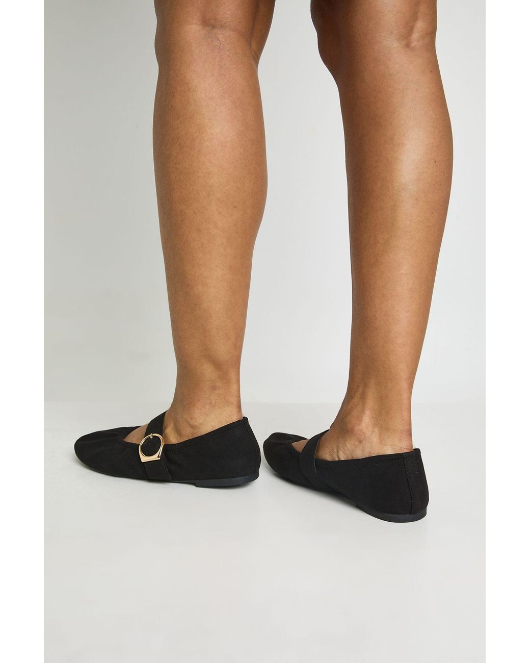 Boohoo White Wide Fit Ruched Mary Jane Ballets
