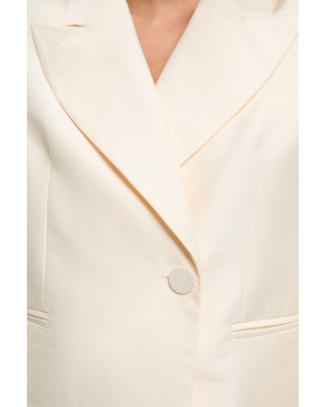 Karen Millen White Tailored Satin Tux Cropped Blazer