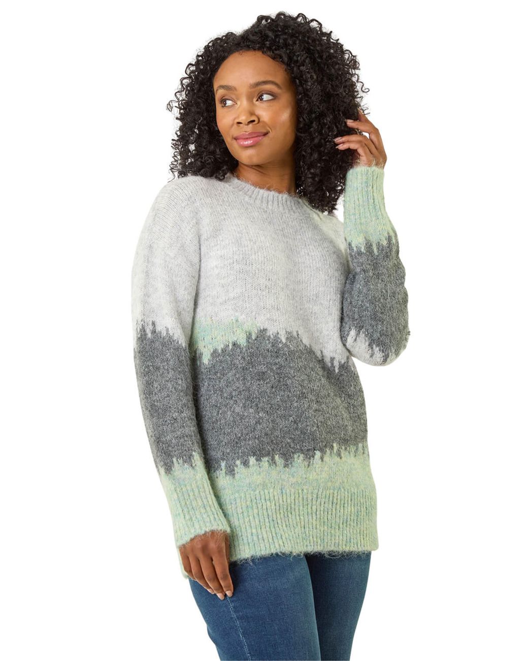 Roman Gray Petite Abstract Knit Jumper