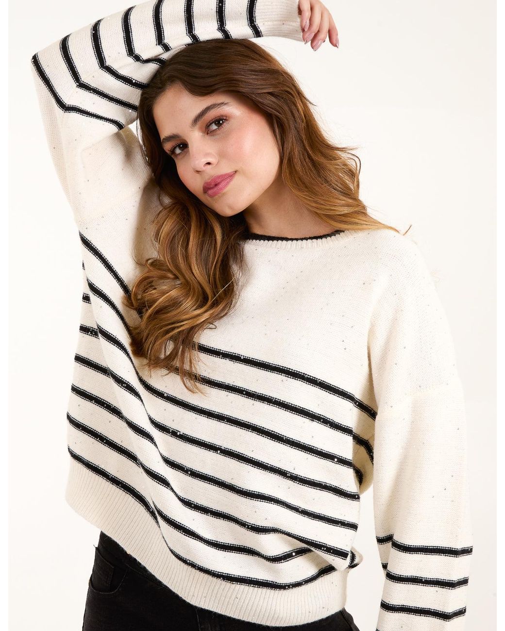 Blue Vanilla White Stripe Knit Jumper