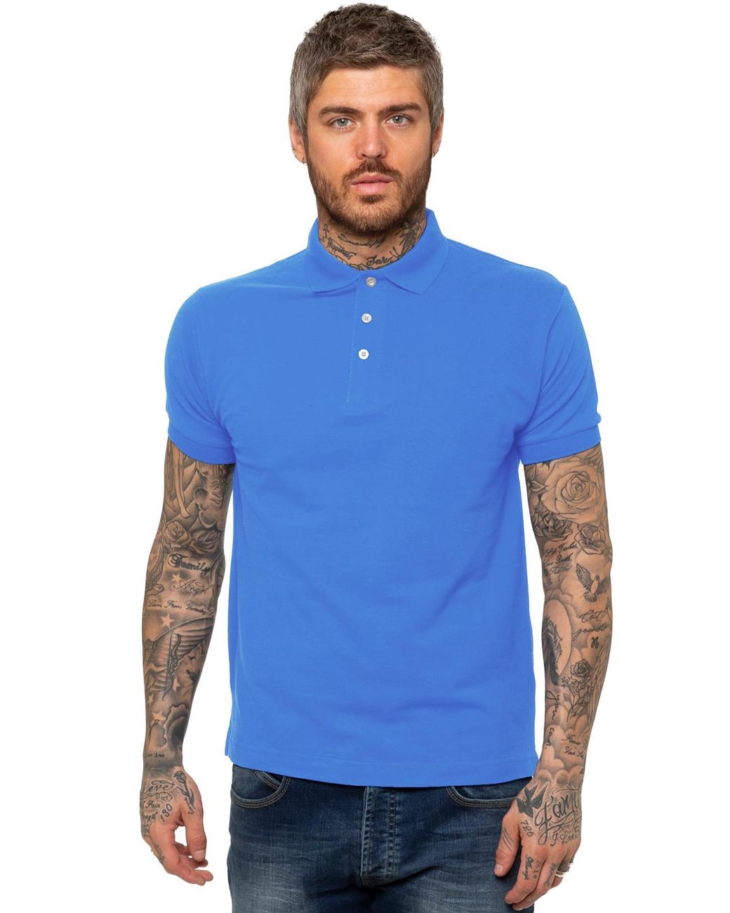Kruze By Enzo Blue Short Sleeve Polo Shirts for men