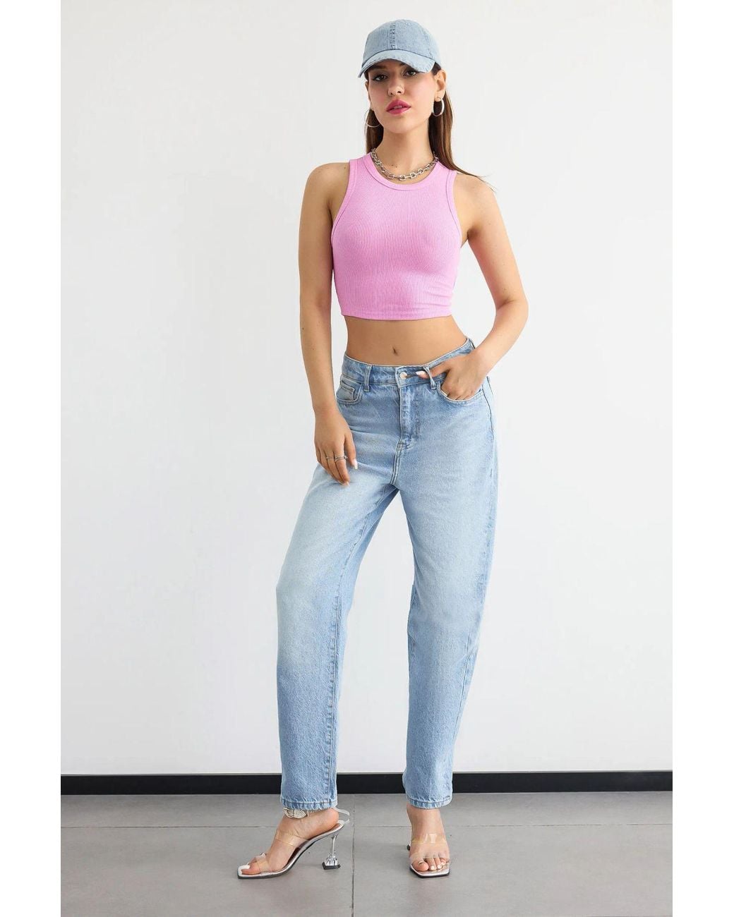 Hiccup Pink Basic Woven Crew-Neck Tank Top