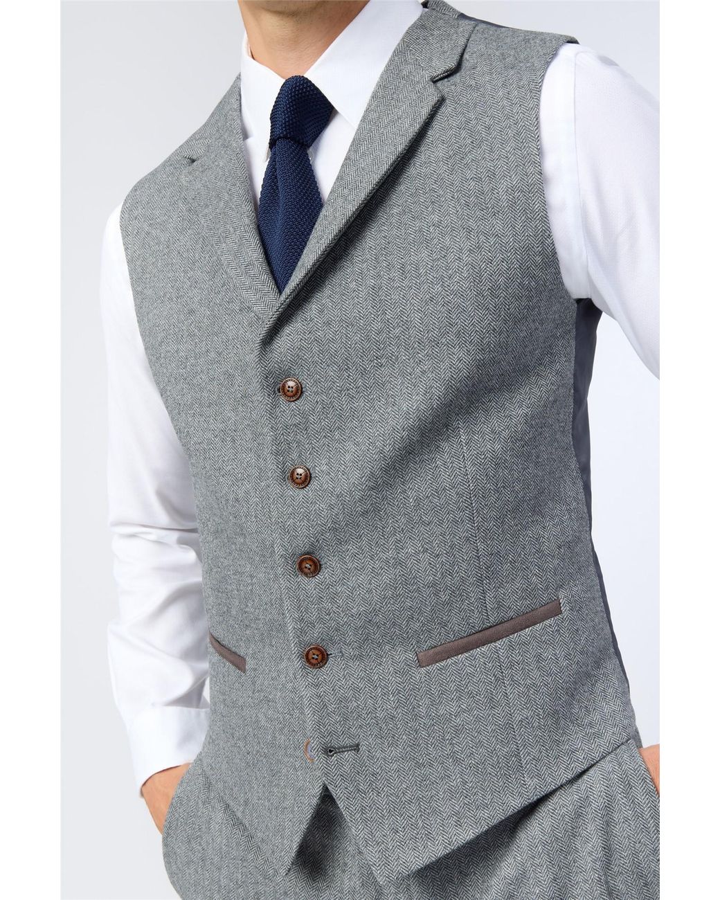 Antique Rogue Gray Single Breasted Five Button V-Neck Slim Fit Suit Waistcoat for men