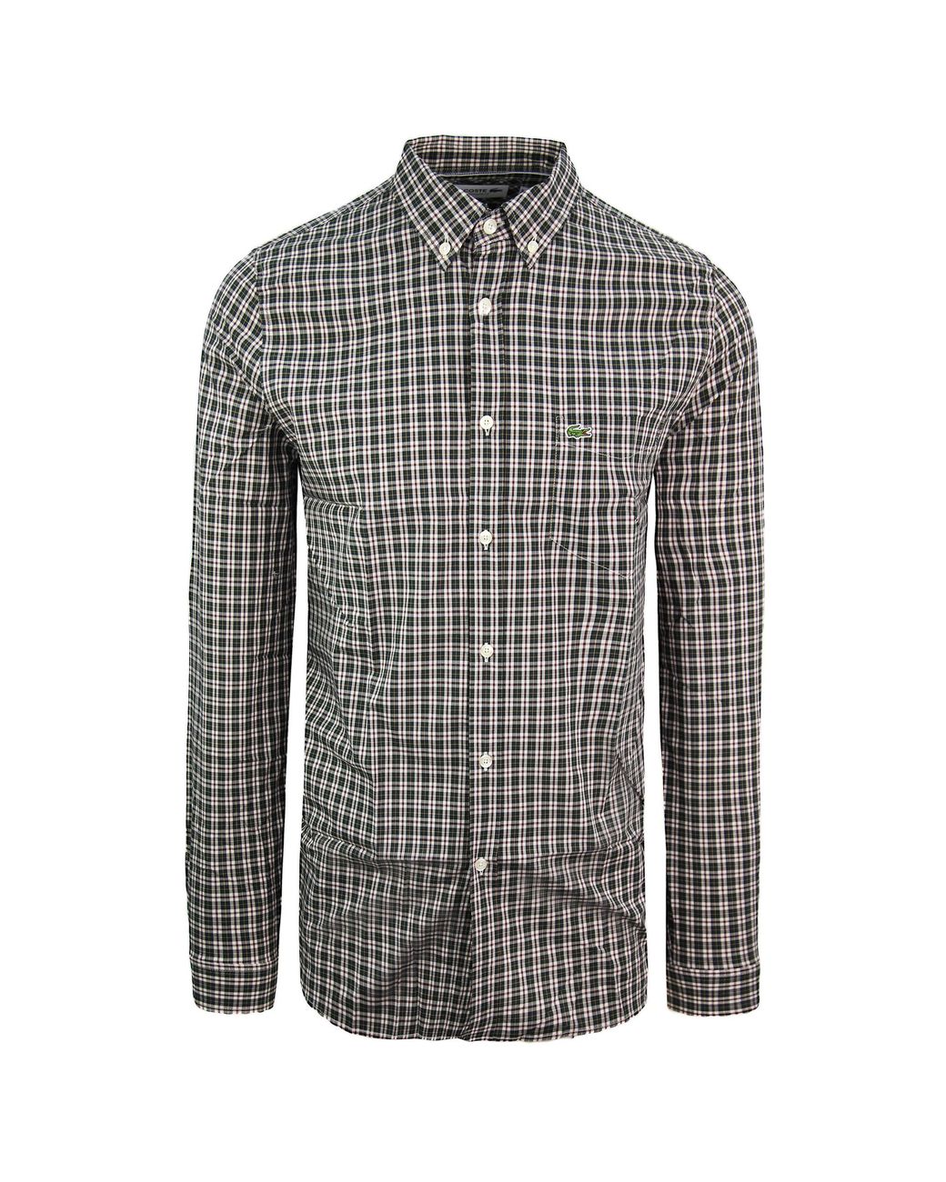 Lacoste Gray Regular Fit Checkered Shirt for men