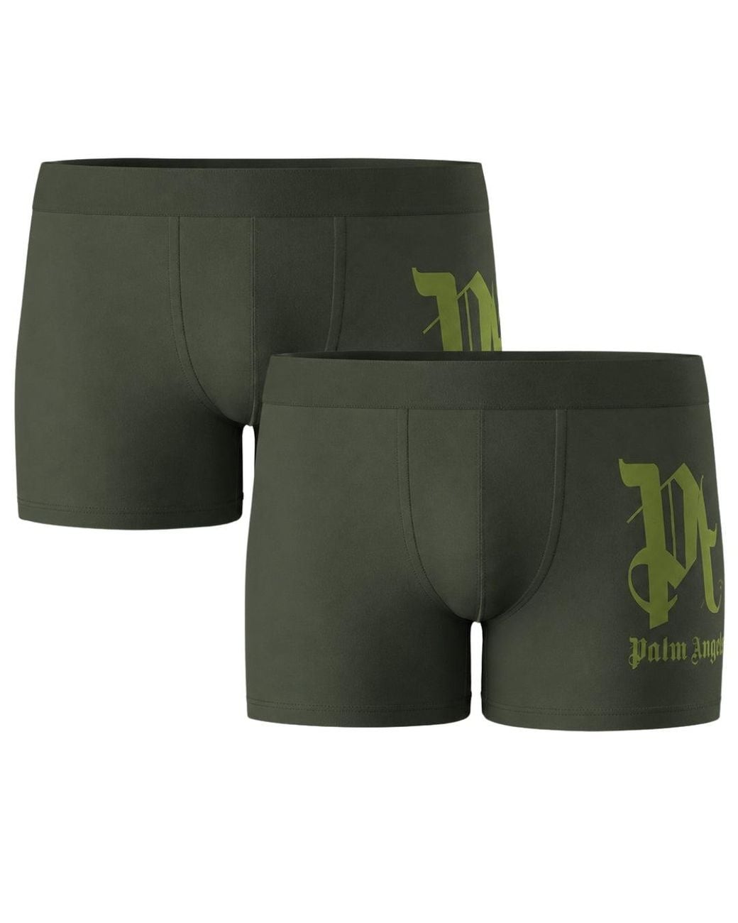 Palm Angels Green Two-Pack Side Mark Logo Military Boxer Shorts for men