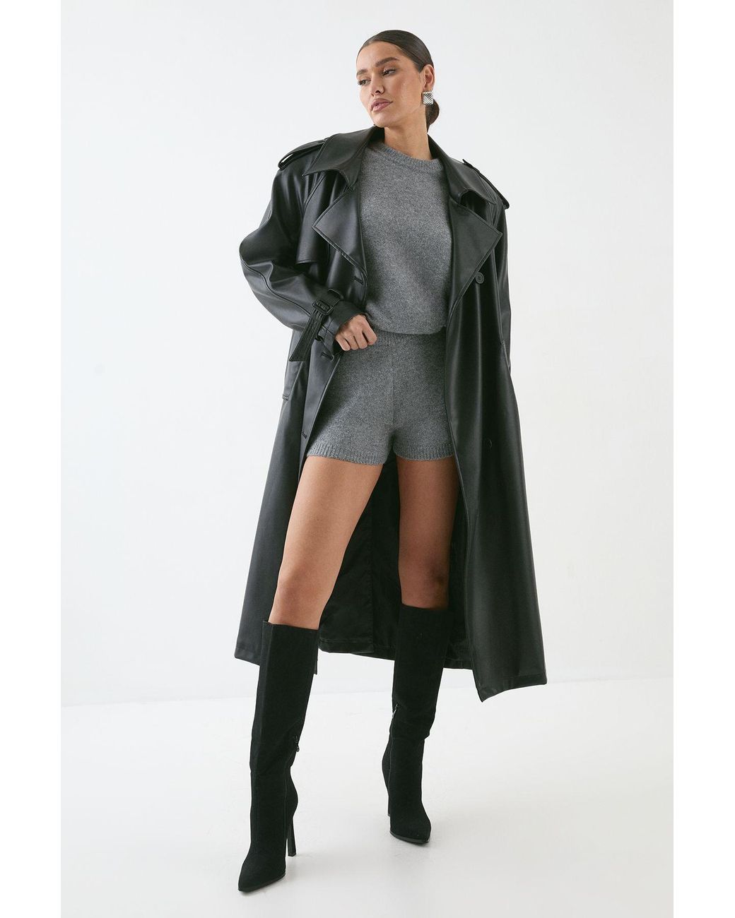MissPap Black Brushed Micro Knitted Shorts