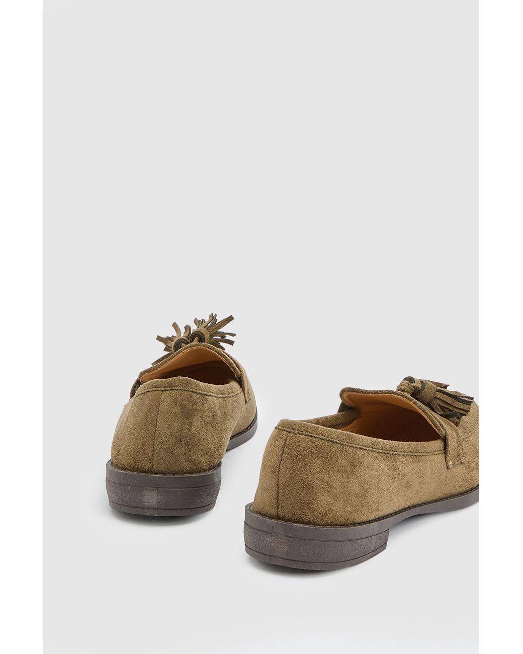 Good for the Sole Green Lola Faux Suede Flexi Tassel Detail Loafers