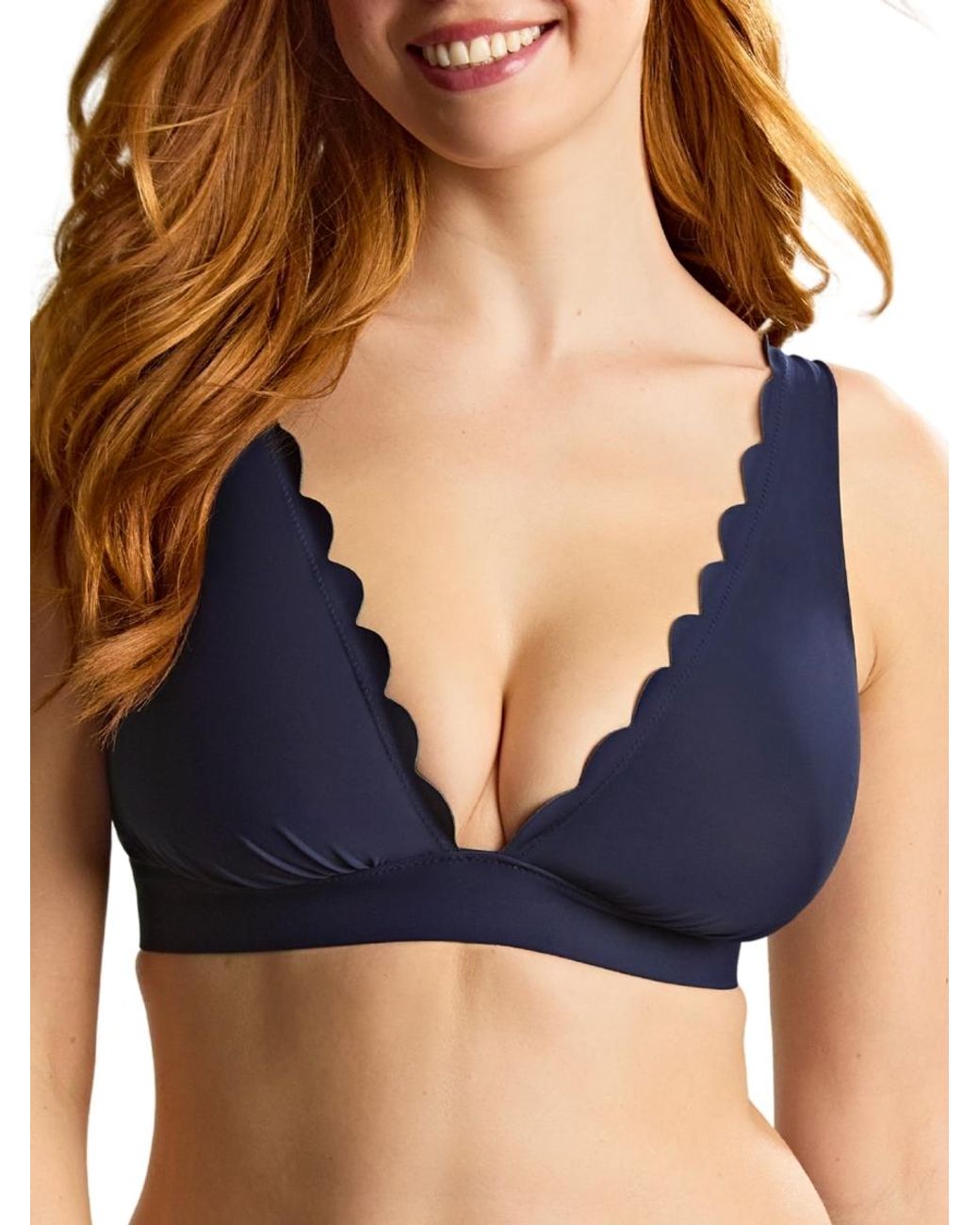 Panache Blue Signature Scallop Kara Plunge Bikini Top