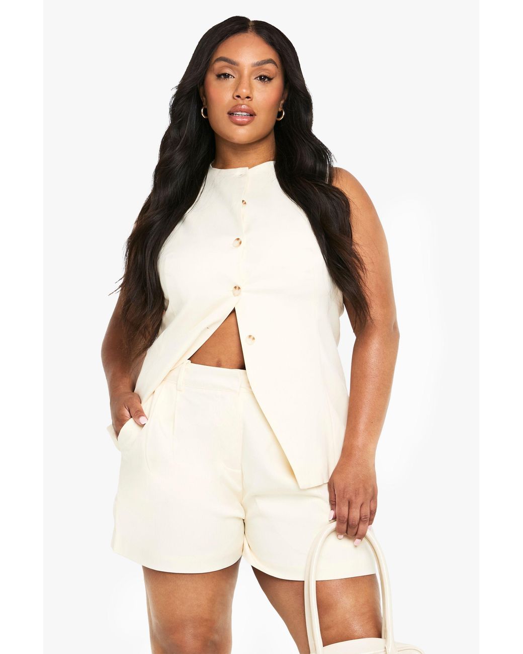 Boohoo White Plus Tailored Short