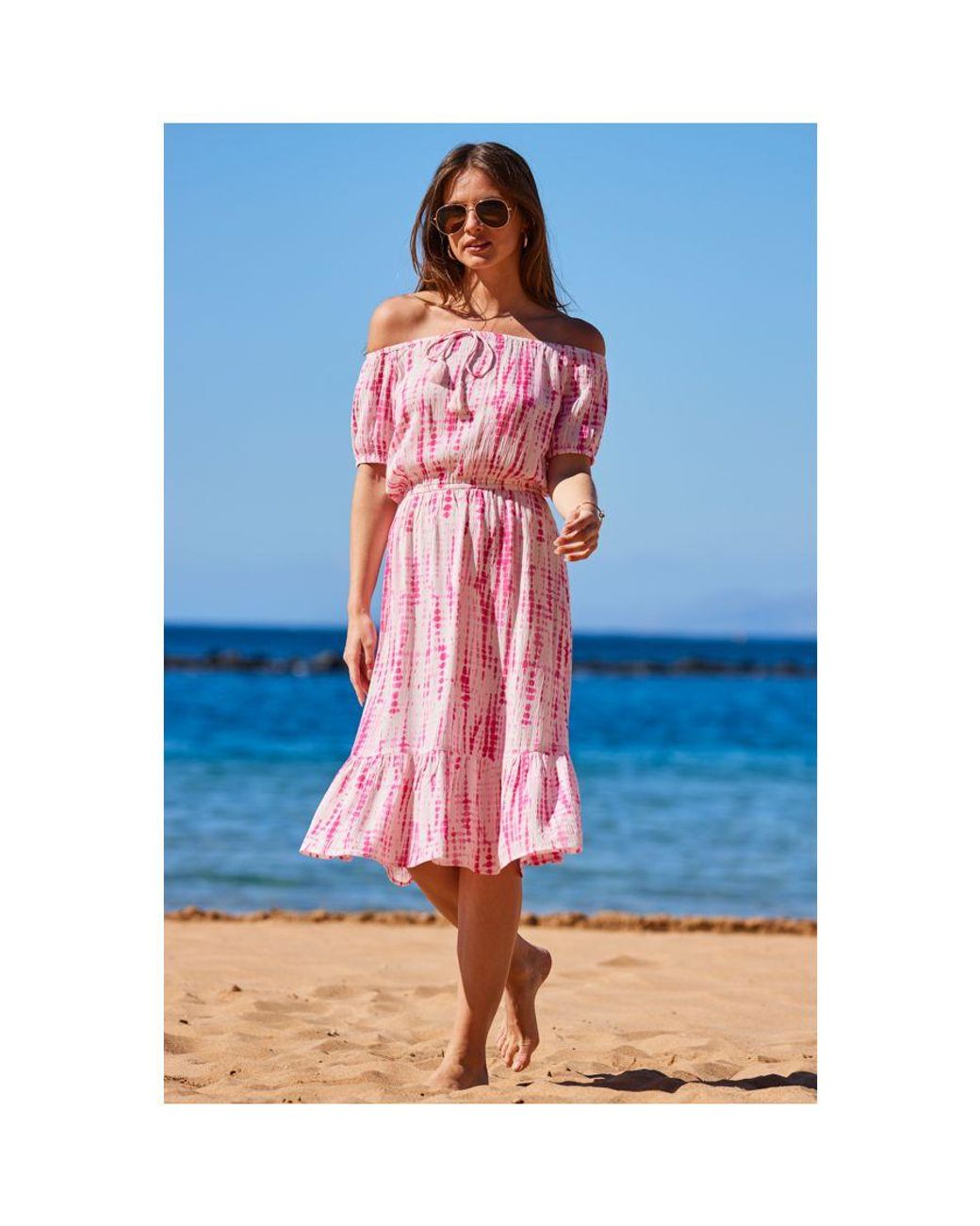 strapless open back dress Pink-Blue Tie dye Rayon Kaftan  Maaesa Clothing