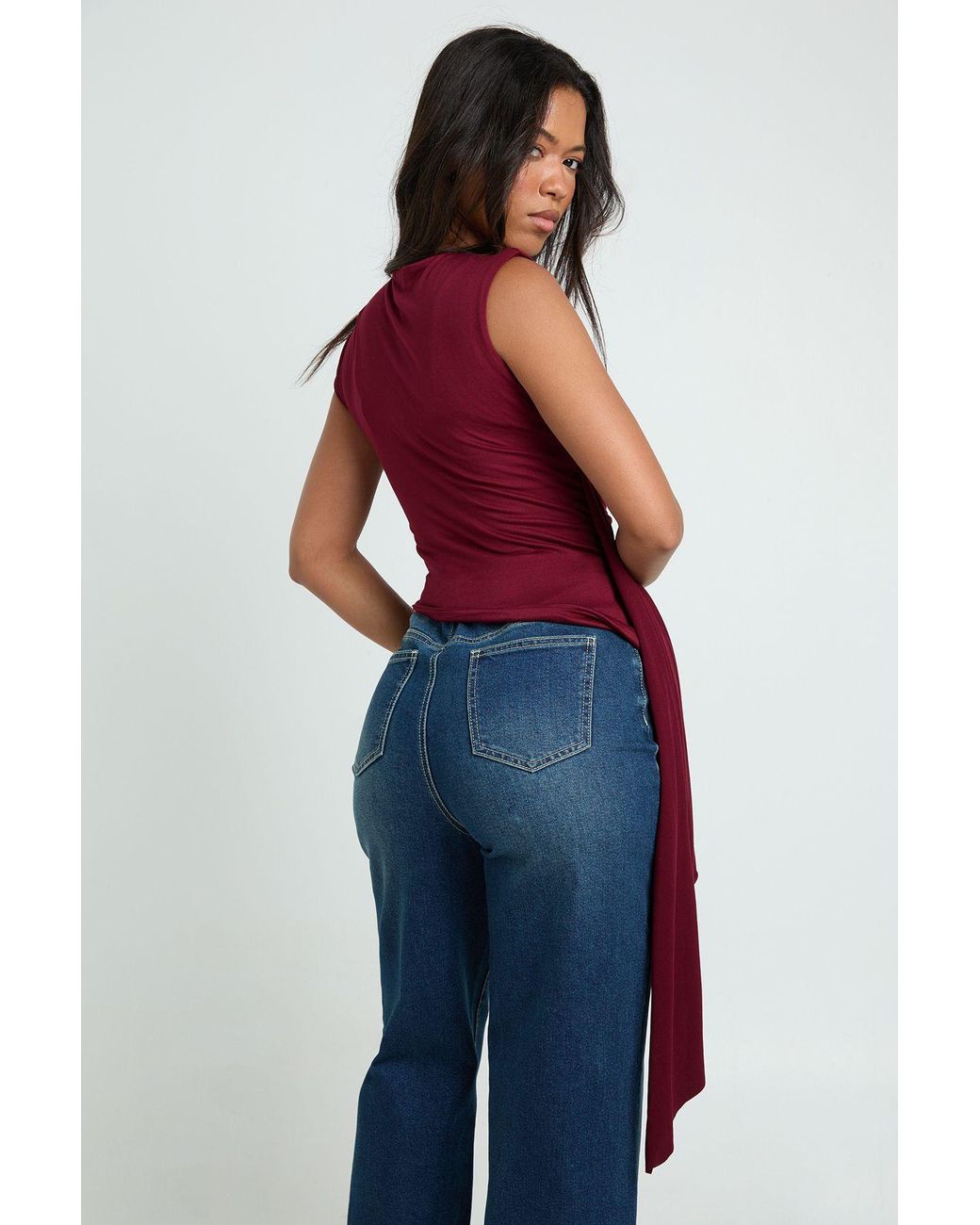 Boohoo Red Ruched Drape Top