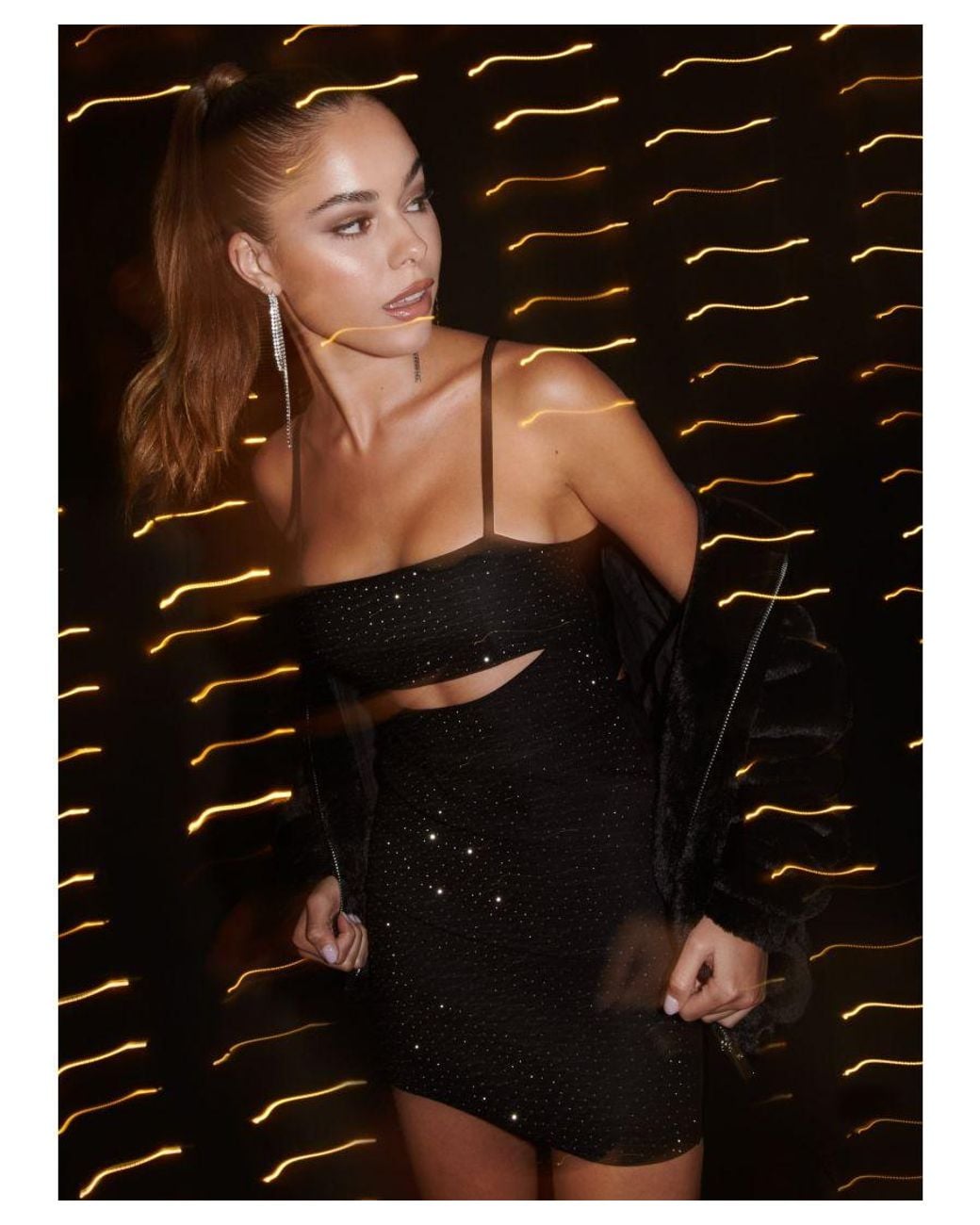 Pink Vanilla Black Diamante Peekaboo Mini Dress