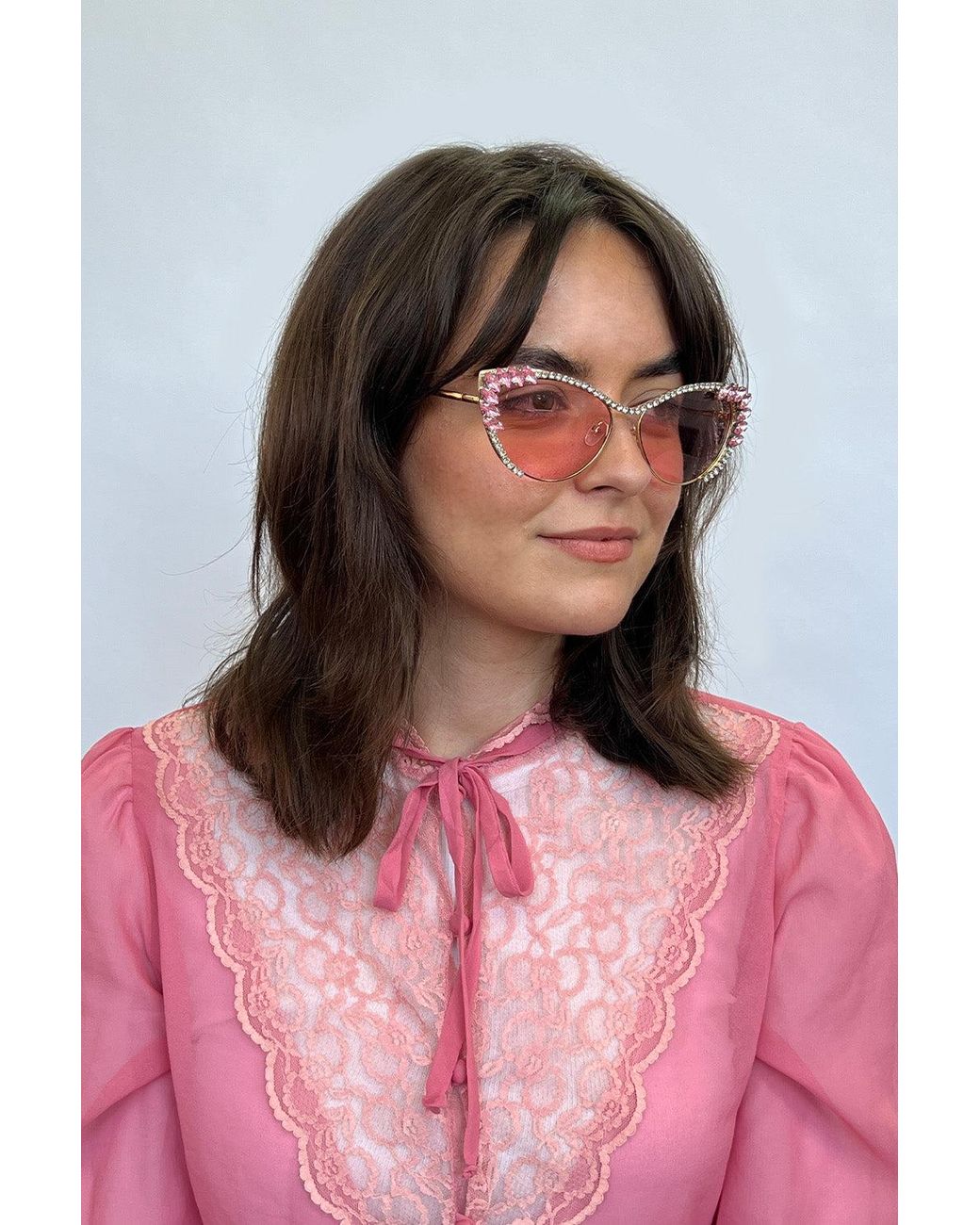 SVNX Pink Cat-Eye Diamante Sunglasses