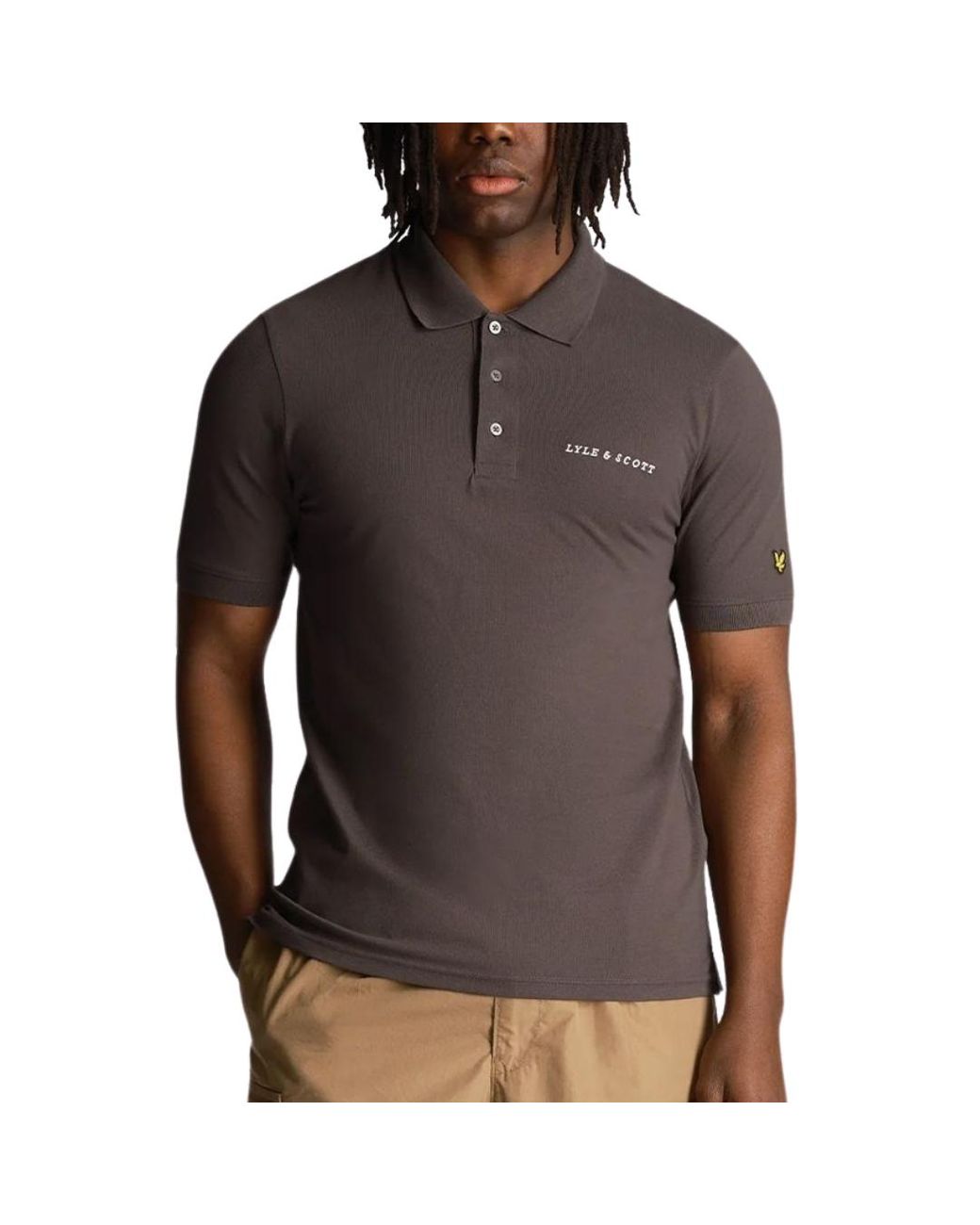 Lyle & Scott Brown Embroidered Logo Cotton Pique Polo for men