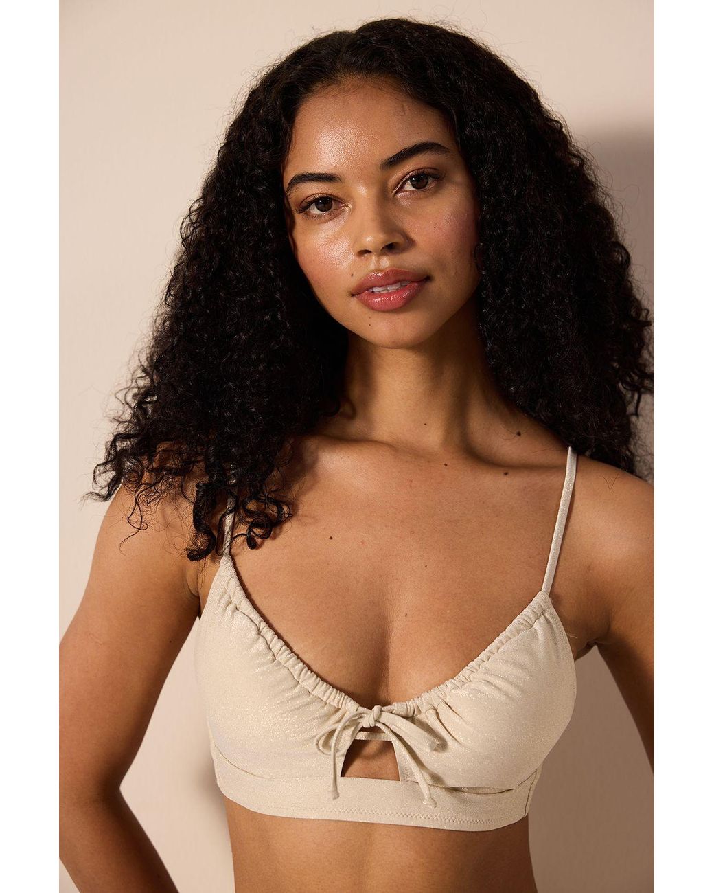 Penti Brown Glitter Bralette Bikini Top