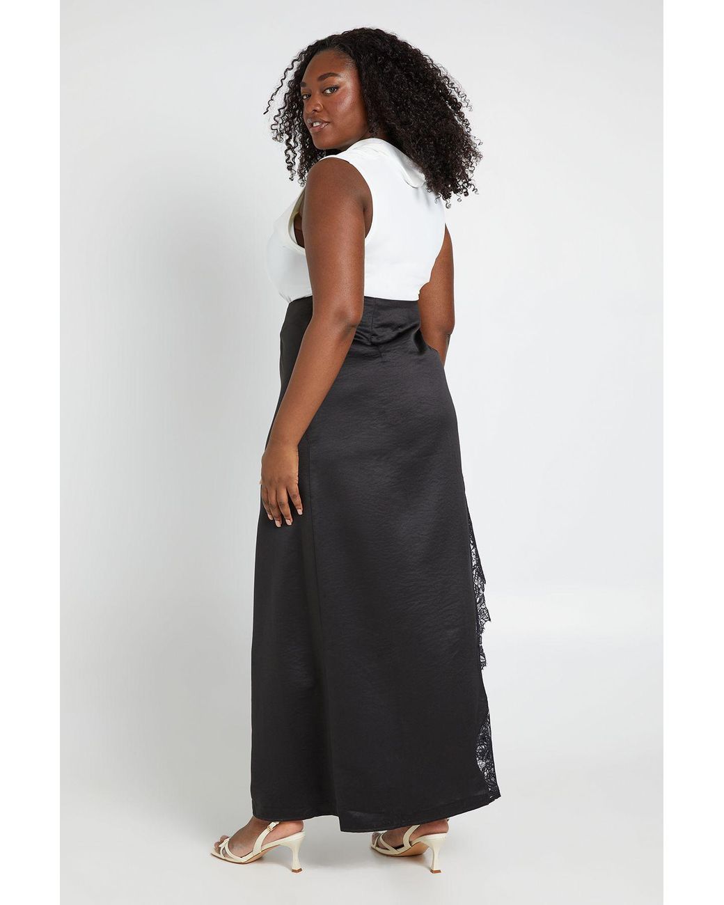 Boohoo Black Plus Peach Scallop Edge Midaxi Skirt