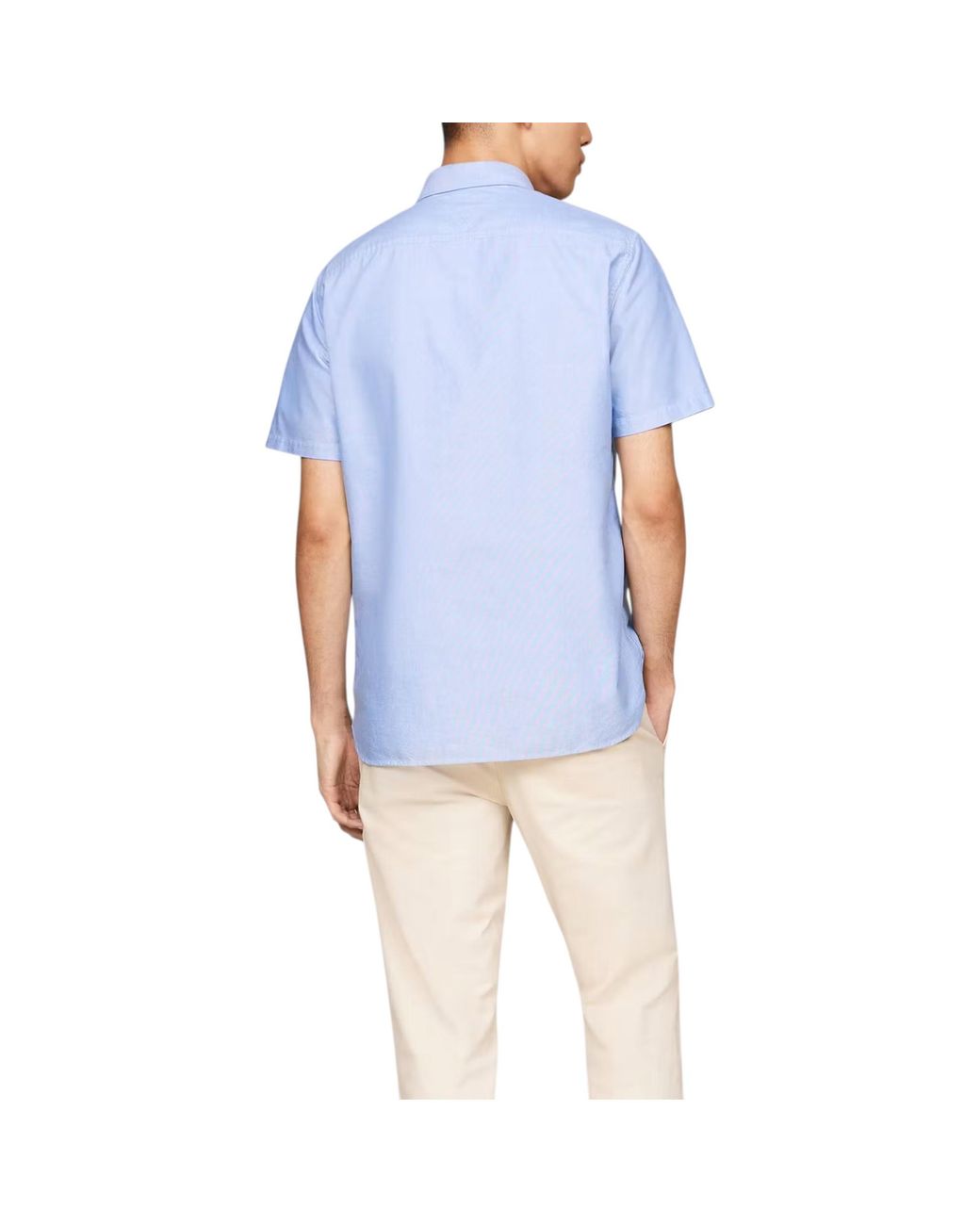Tommy Hilfiger Blue Shirt Oxford Lightweight Short Sleeve Regular Fit Summer New for men