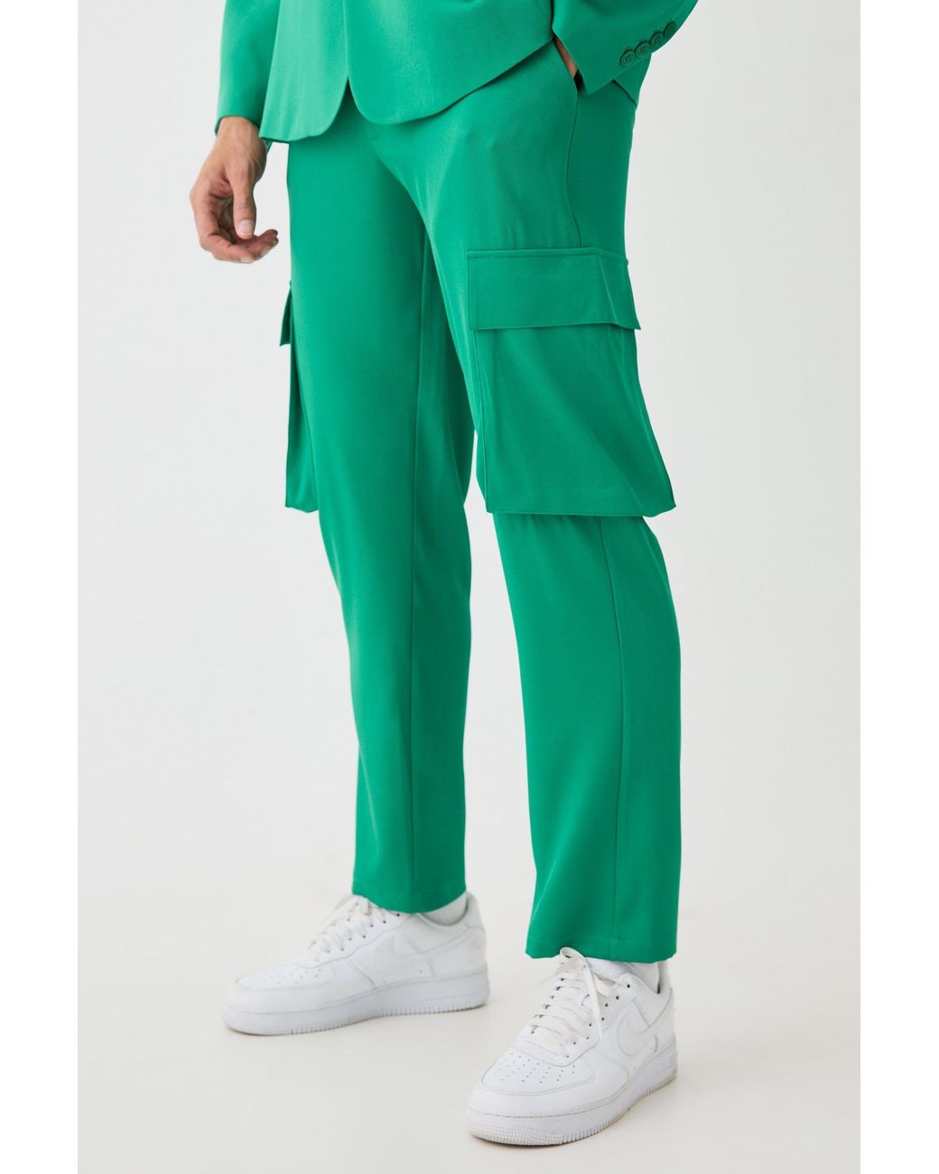 BoohooMAN Green Mix & Match Tailored Cargo Pants for men
