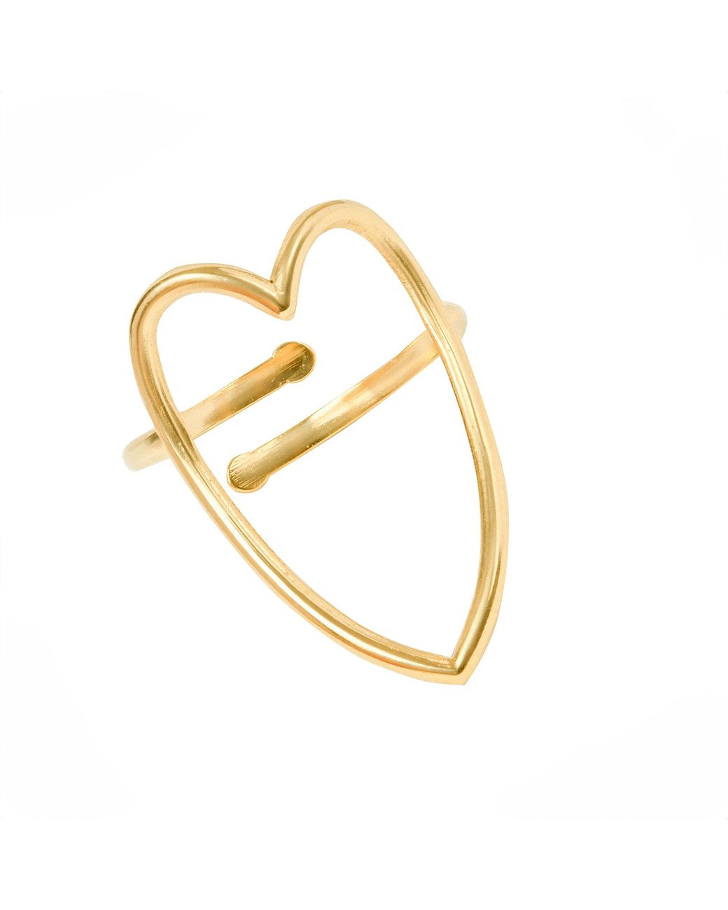 The Jewellery Stockroom Metallic Plated Large Open Heart Ring