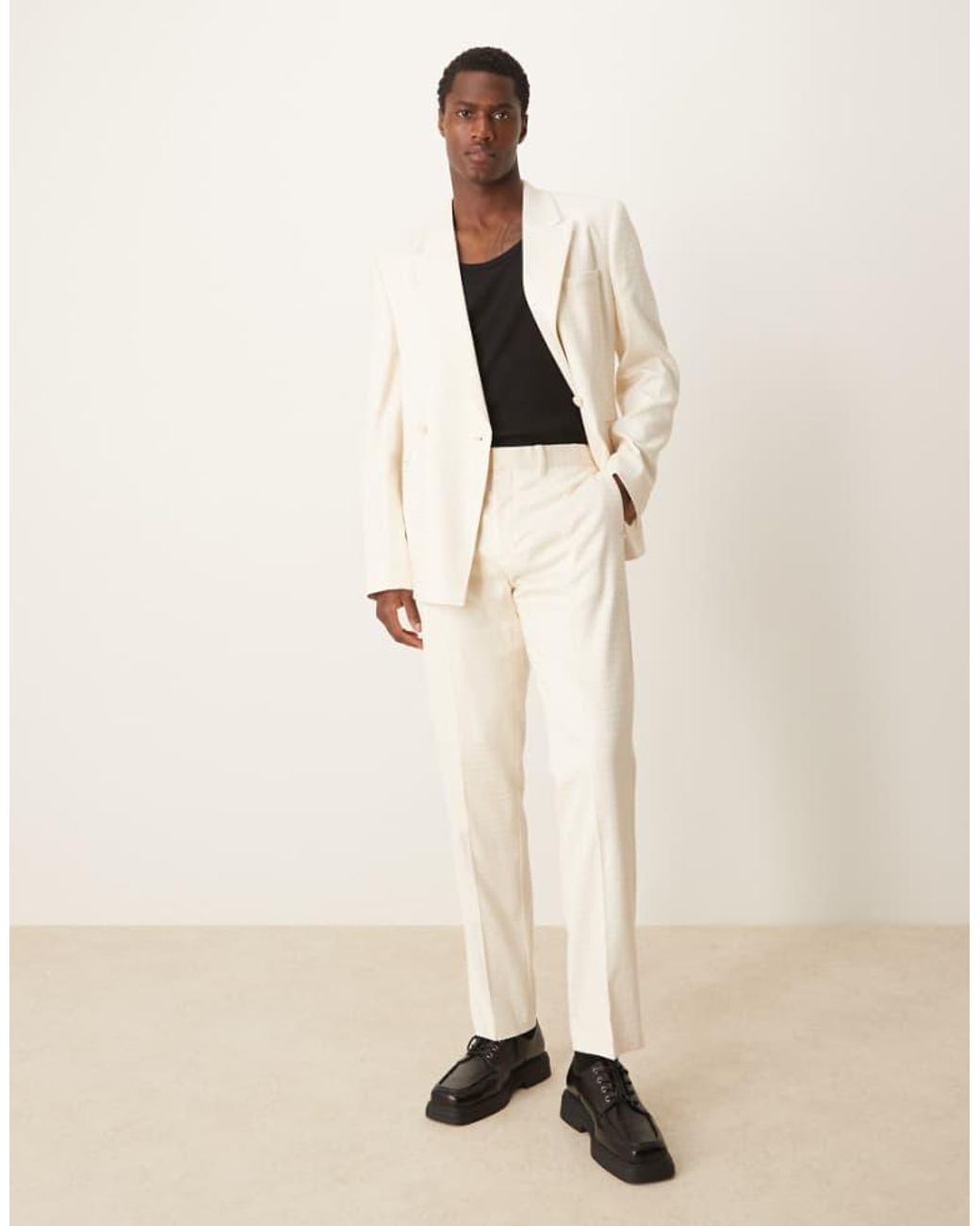 ASOS Natural Slim Suit Trousers for men