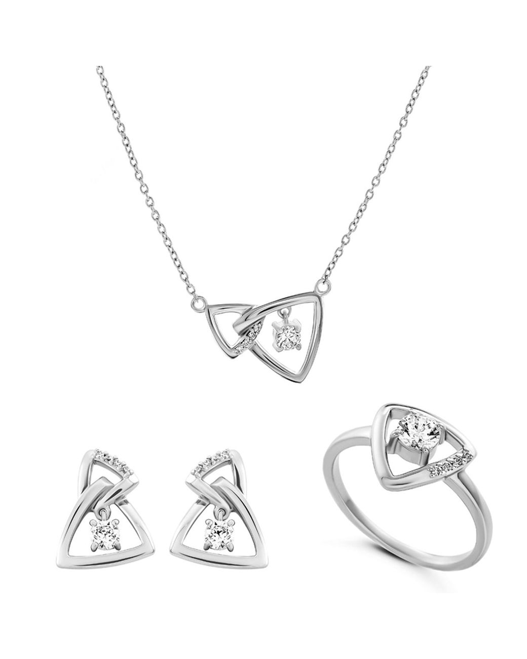 Orphelia Metallic 'Santorini' 925 Sterling Set: Necklace + Earrings + Ring