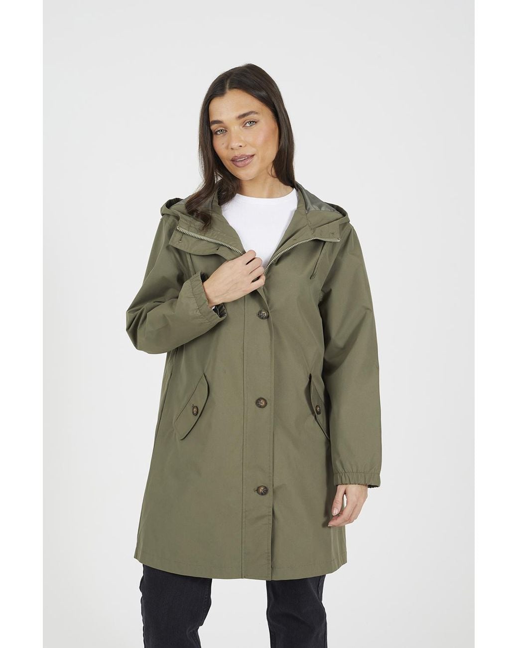 Brave Soul Green Light Lightweight Parka Style Hooded Jacket