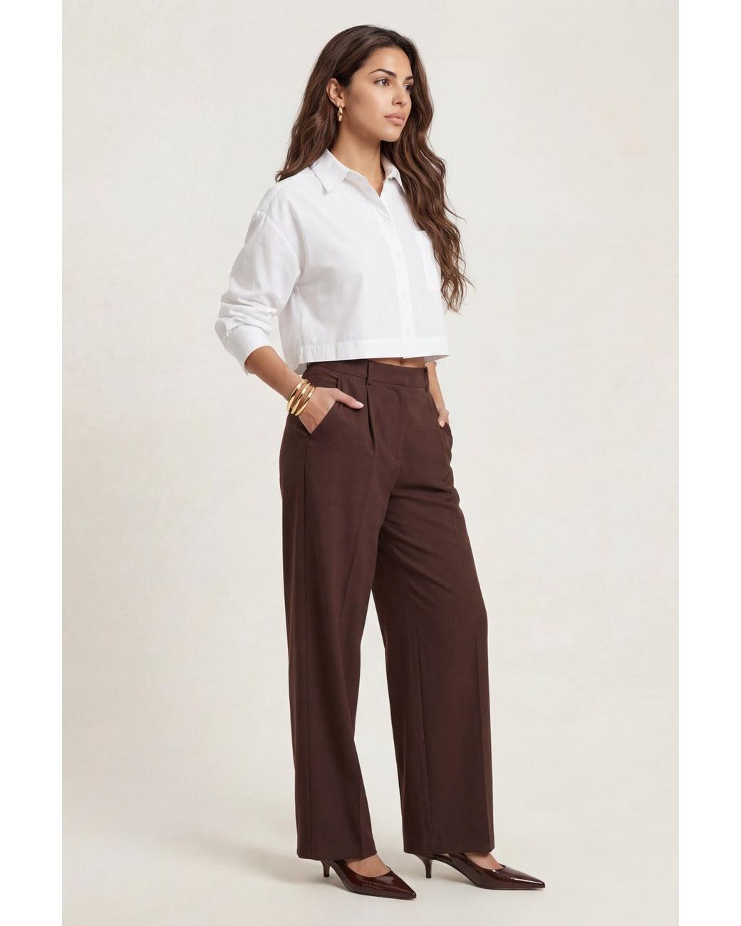 Urban Bliss Natural Linen Blend Wide Leg Trouser