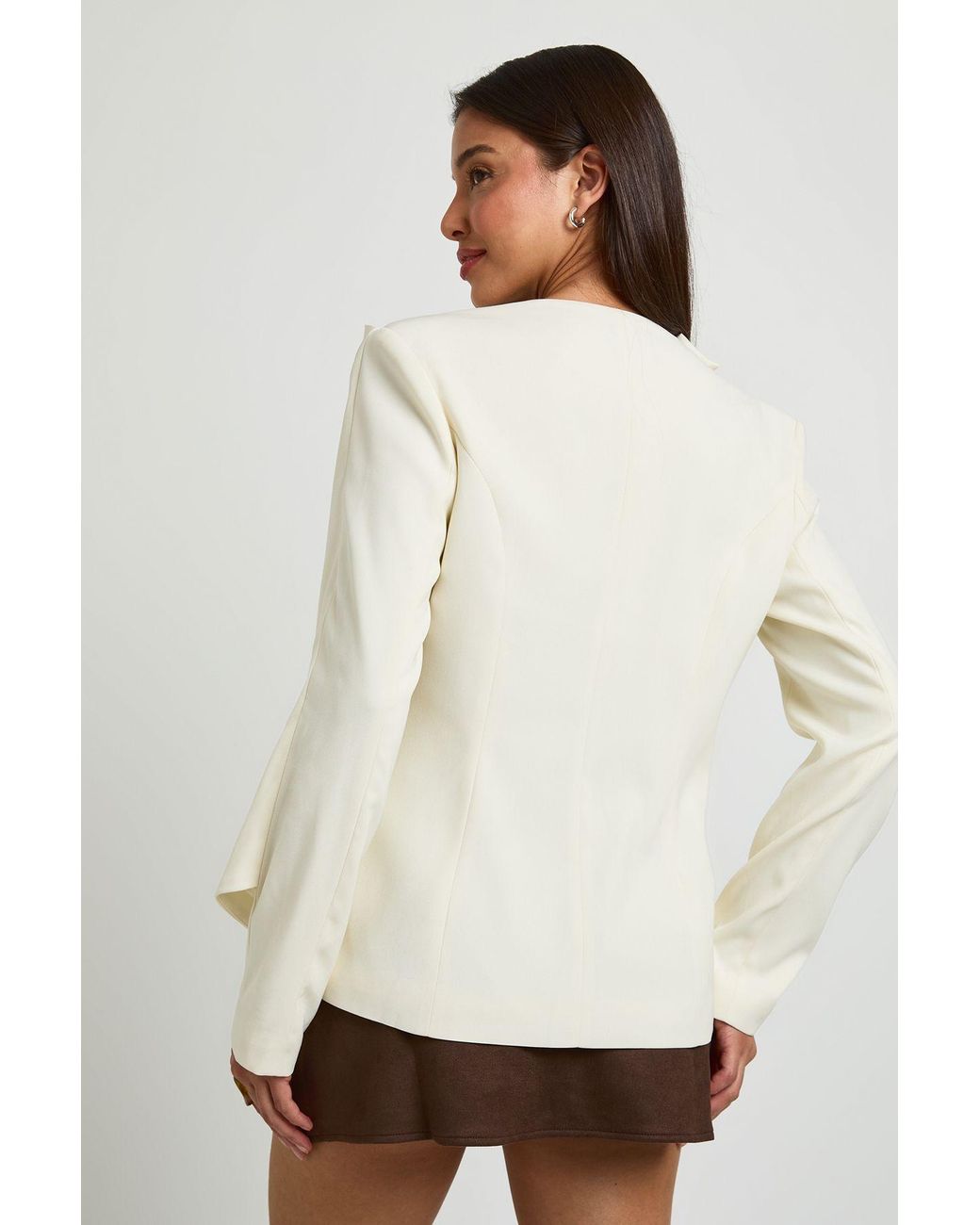 Boohoo Natural Cape Detail Blazer