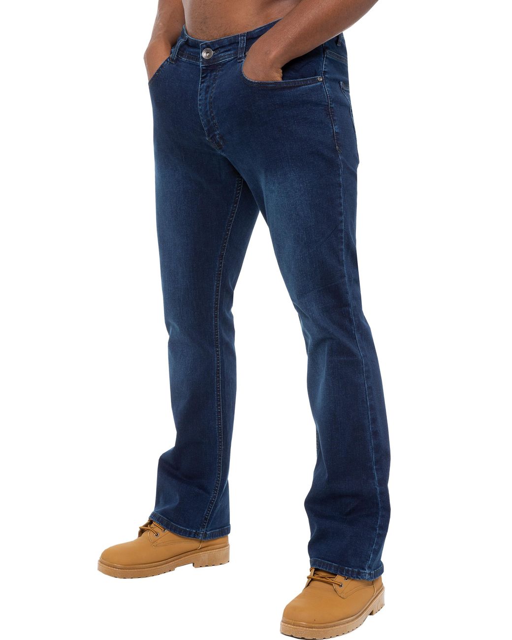 Enzo Blue Bootcut Stretch Denim Jeans for men