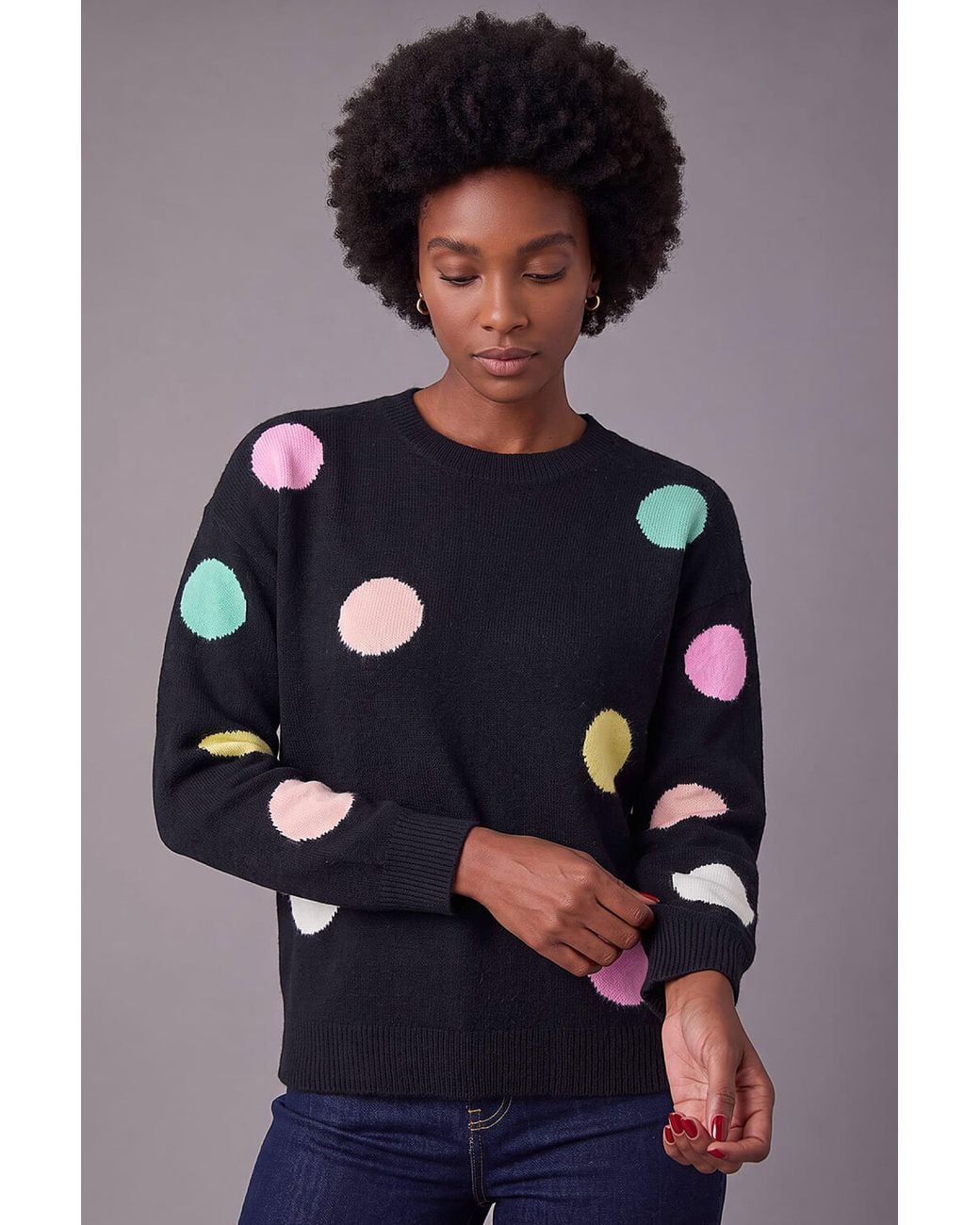 Roman Blue Polka Dot Knit Jumper