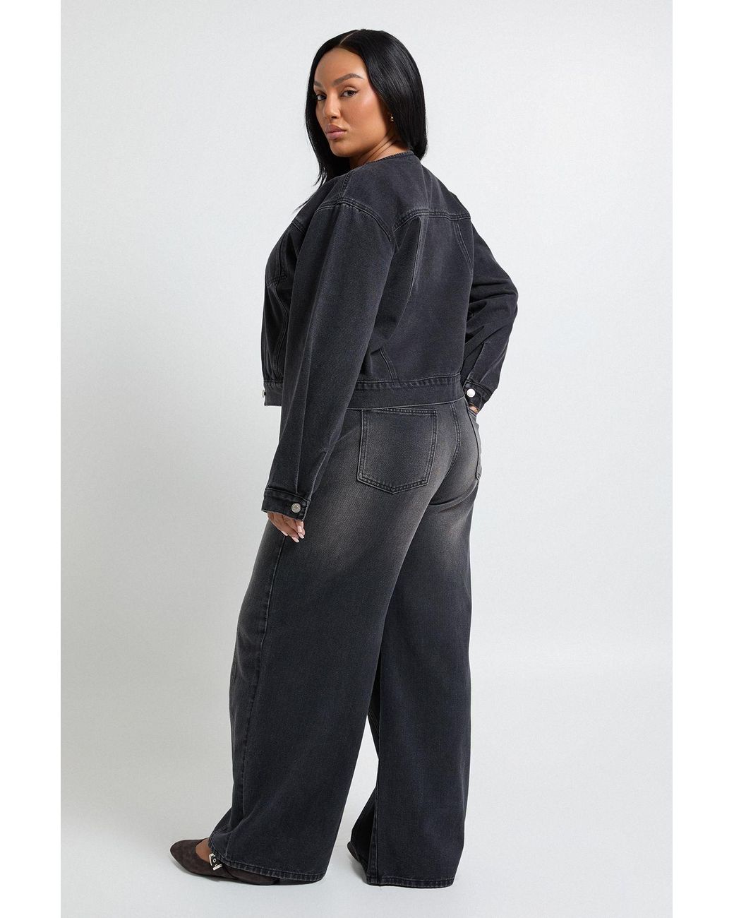 Boohoo Black Plus Seam Detail Straight Leg Jean