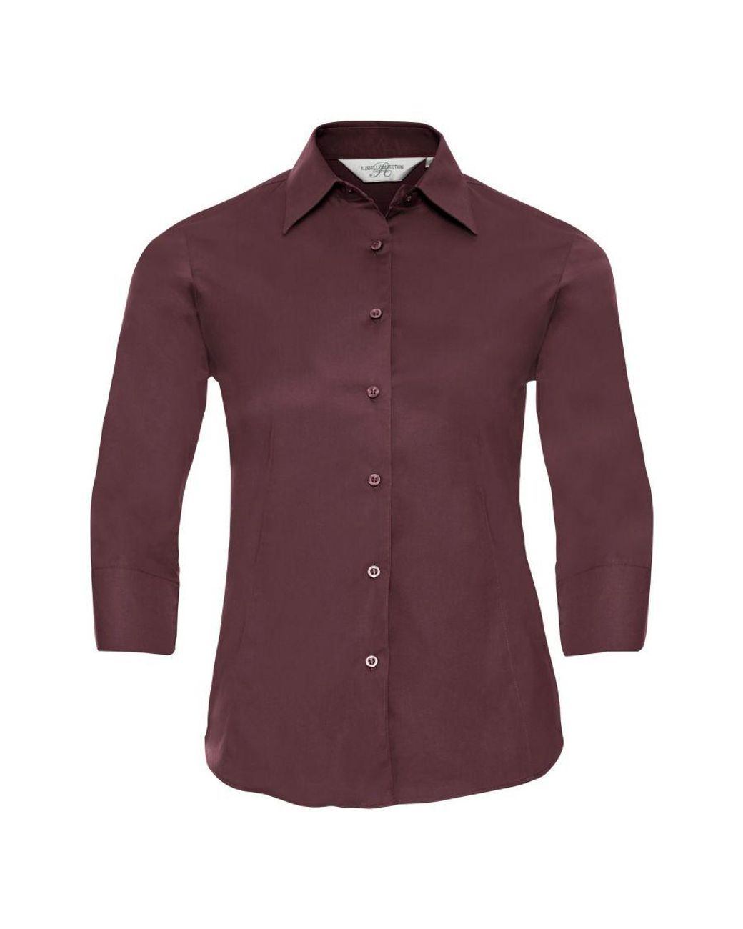 Russell Purple Collection Ladies/ 3/4 Sleeve Easy Care Fitted Shirt (Port)