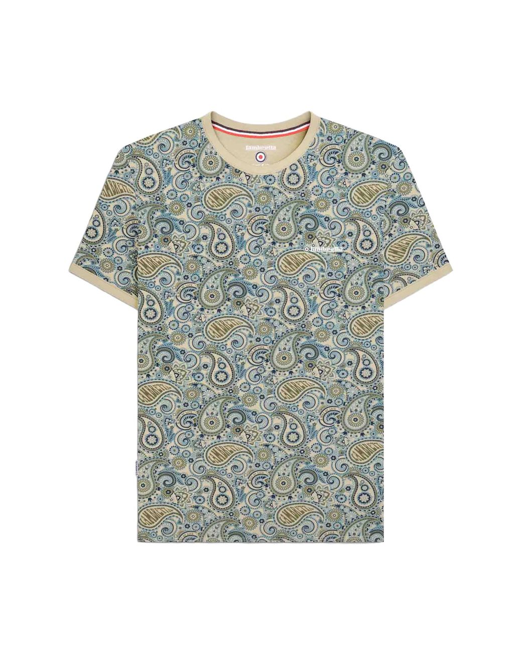 Lambretta Blue Ss25 Paisley T-Shirt (Wood/Ash/Khaki) for men