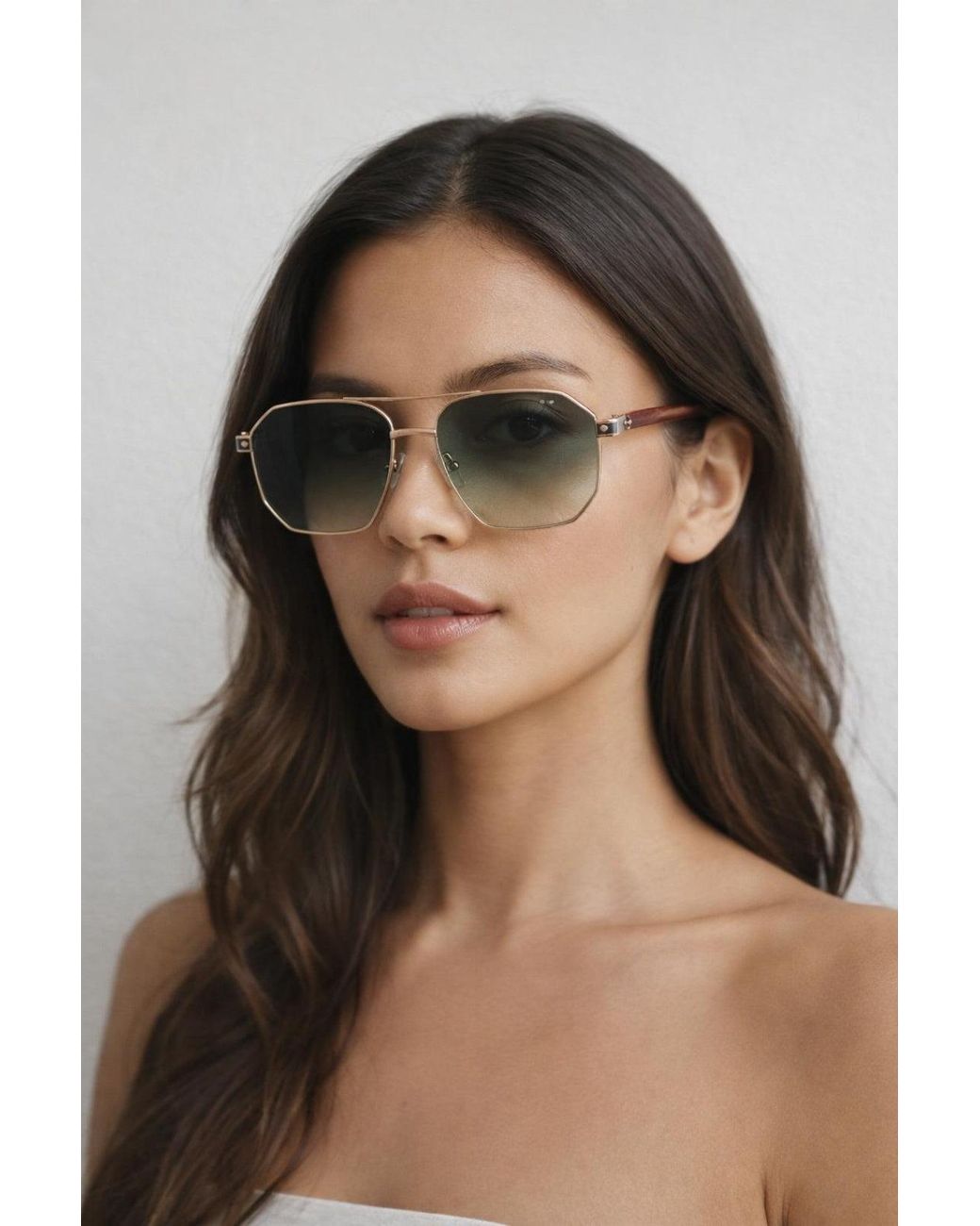 SVNX Green Retro Square Navigator Sunglasses
