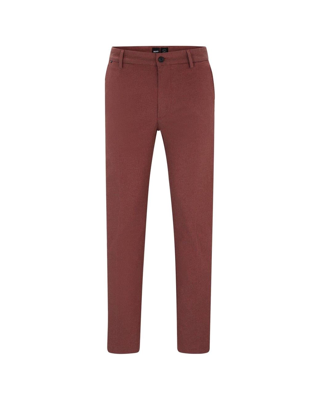 Boss Red Flat Front Solid Patterned Chinos for men