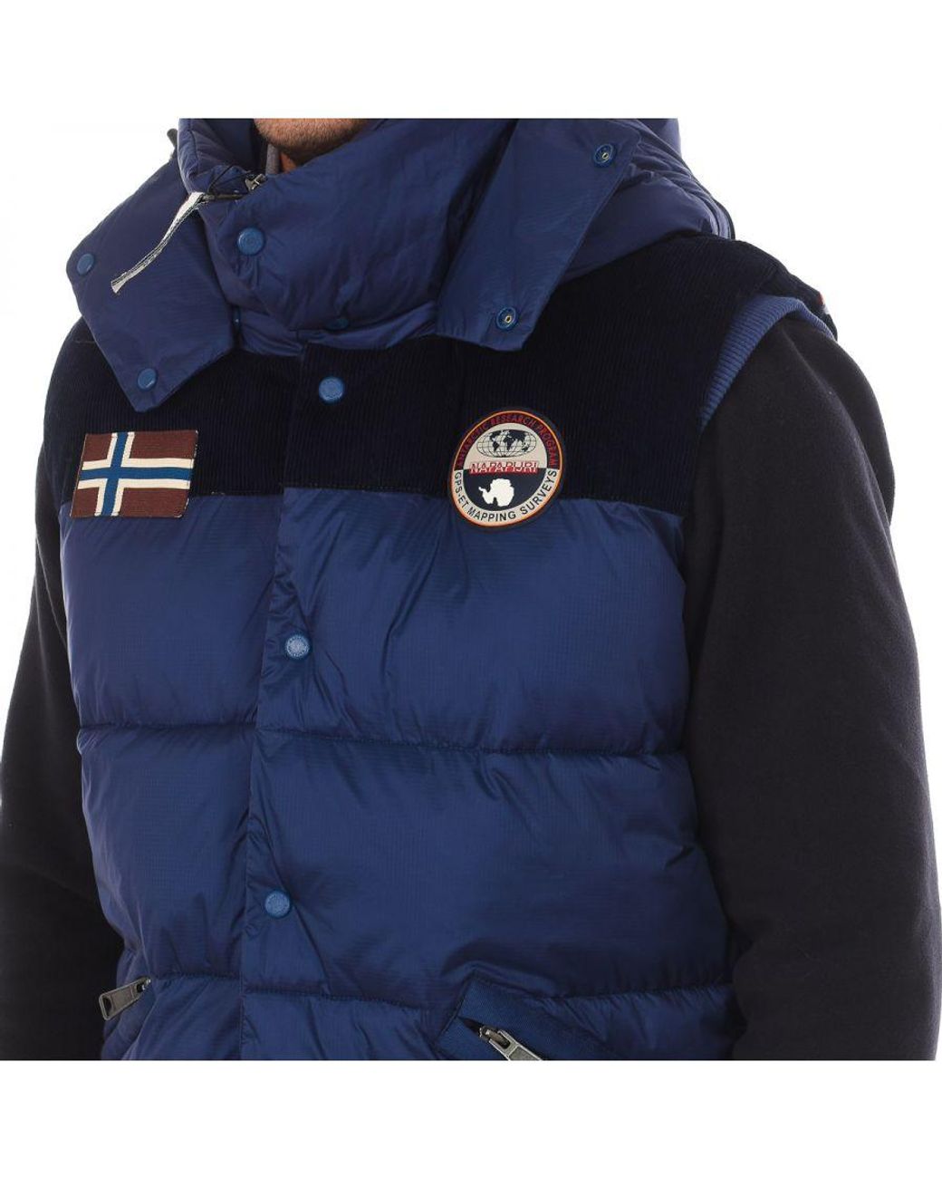 Napapijri Blue Antero Corduroy Inner Padded Vest N0Yizh for men