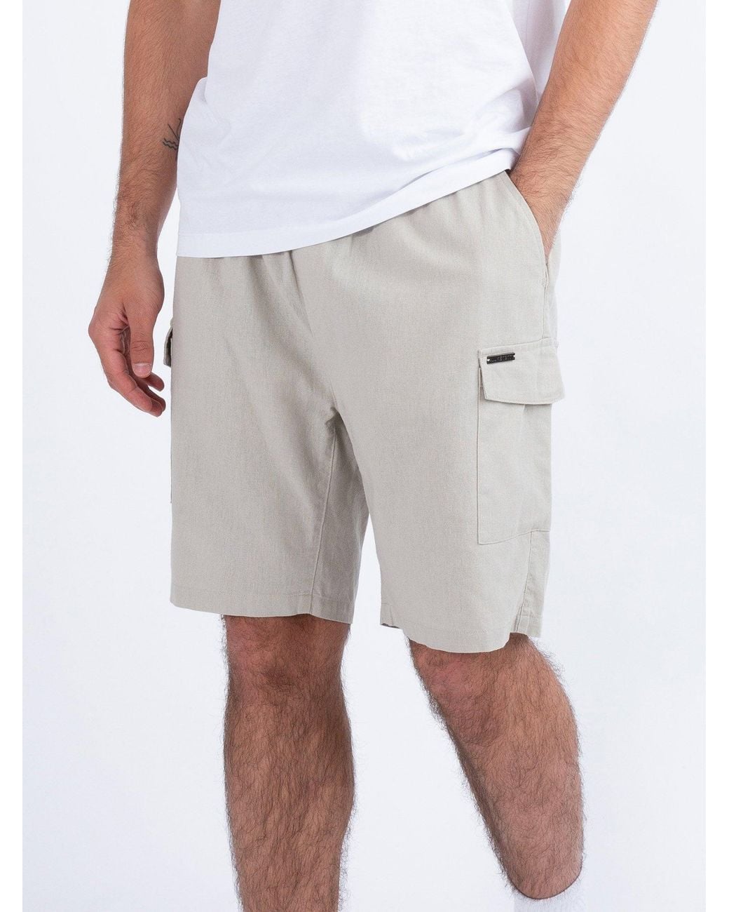 Luke 1977 White Den Bozza Cargo Shorts for men