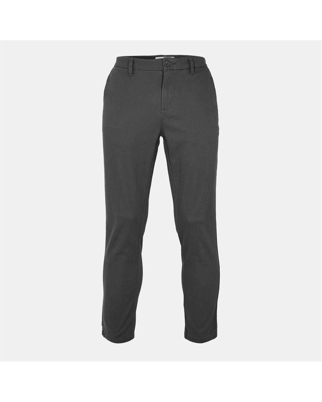 ONLY Gray Solid Patterned Straight Chinos for men