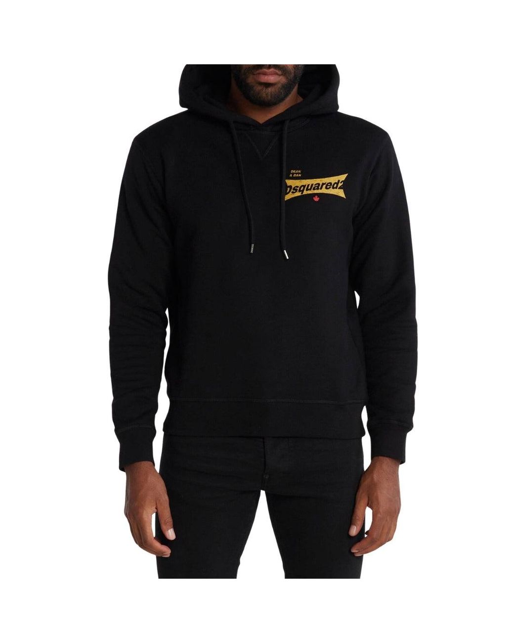 DSquared² Black Cool Fit Logo Hoodie Cotton for men