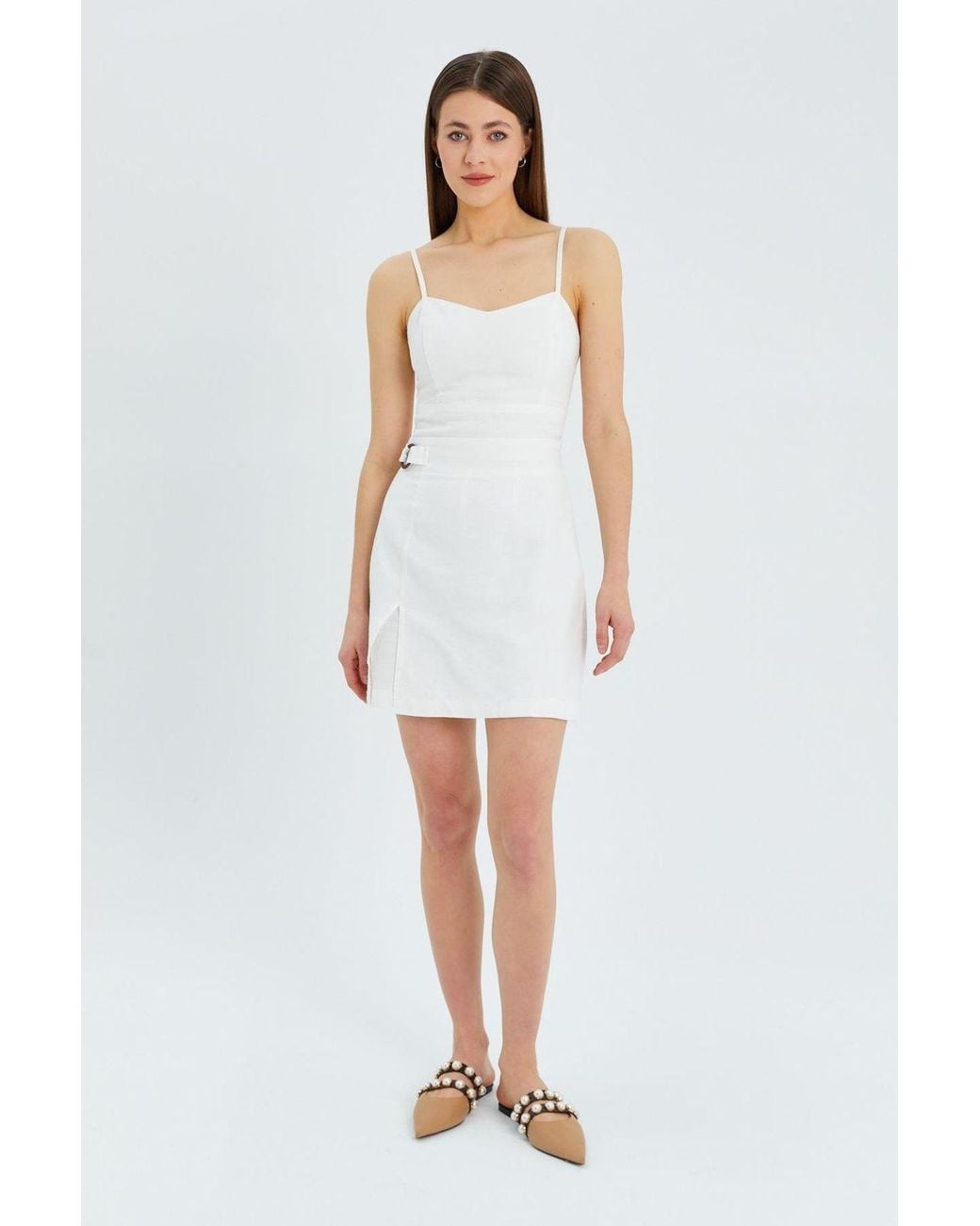 MixRay White Sweetheart Neckline Strappy Crop Cami Top