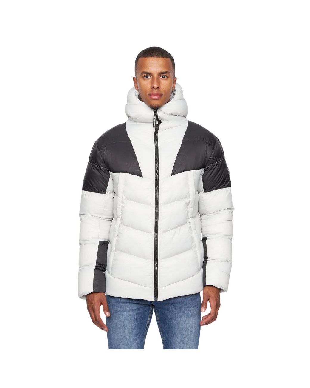 Duck and Cover Blue Raymax Contrast Panel Padded Jacket (Putty/ for men