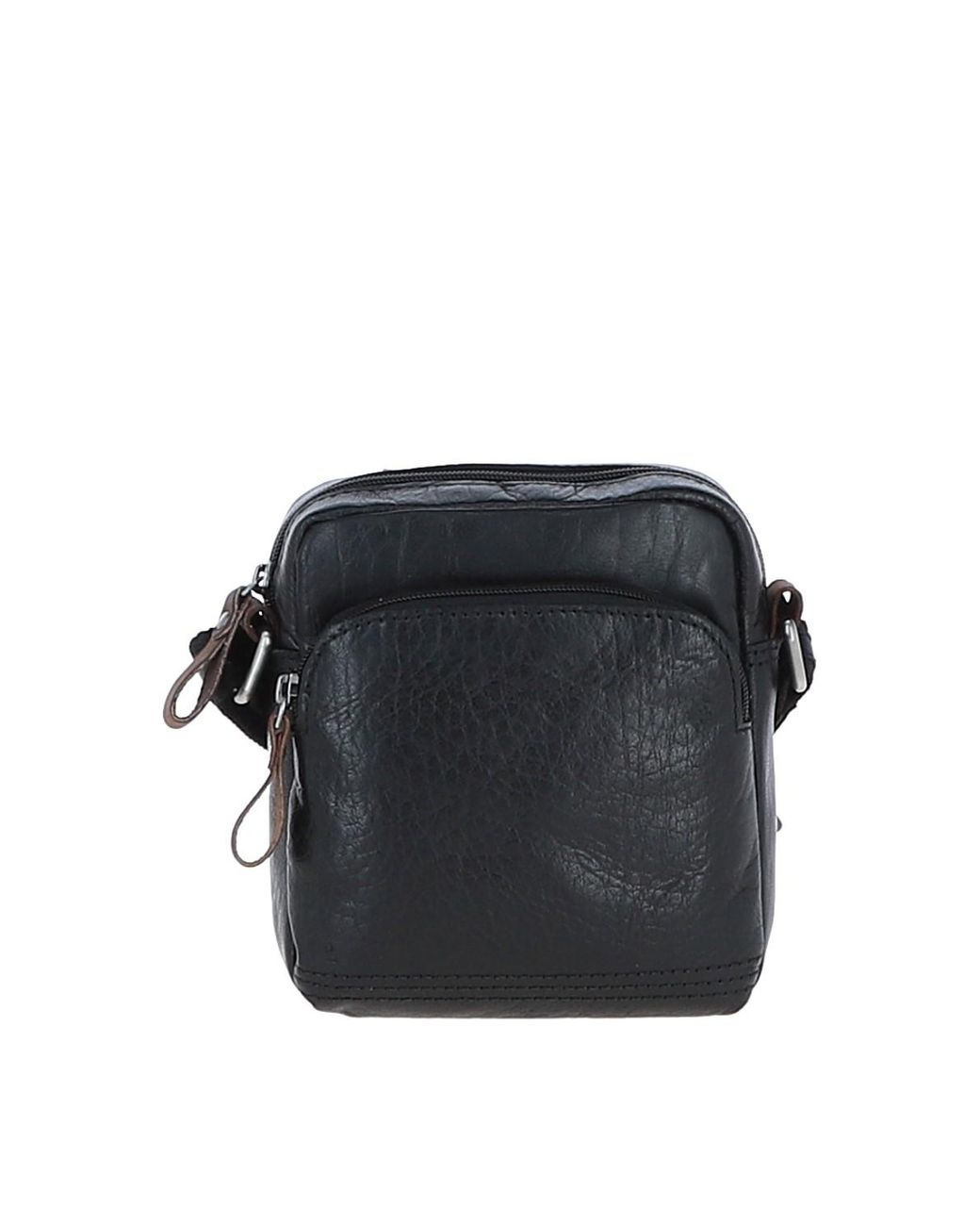 Ashwood Leather Black 'Valerio' Real Vintage Small Flight Shoulder Bag for men