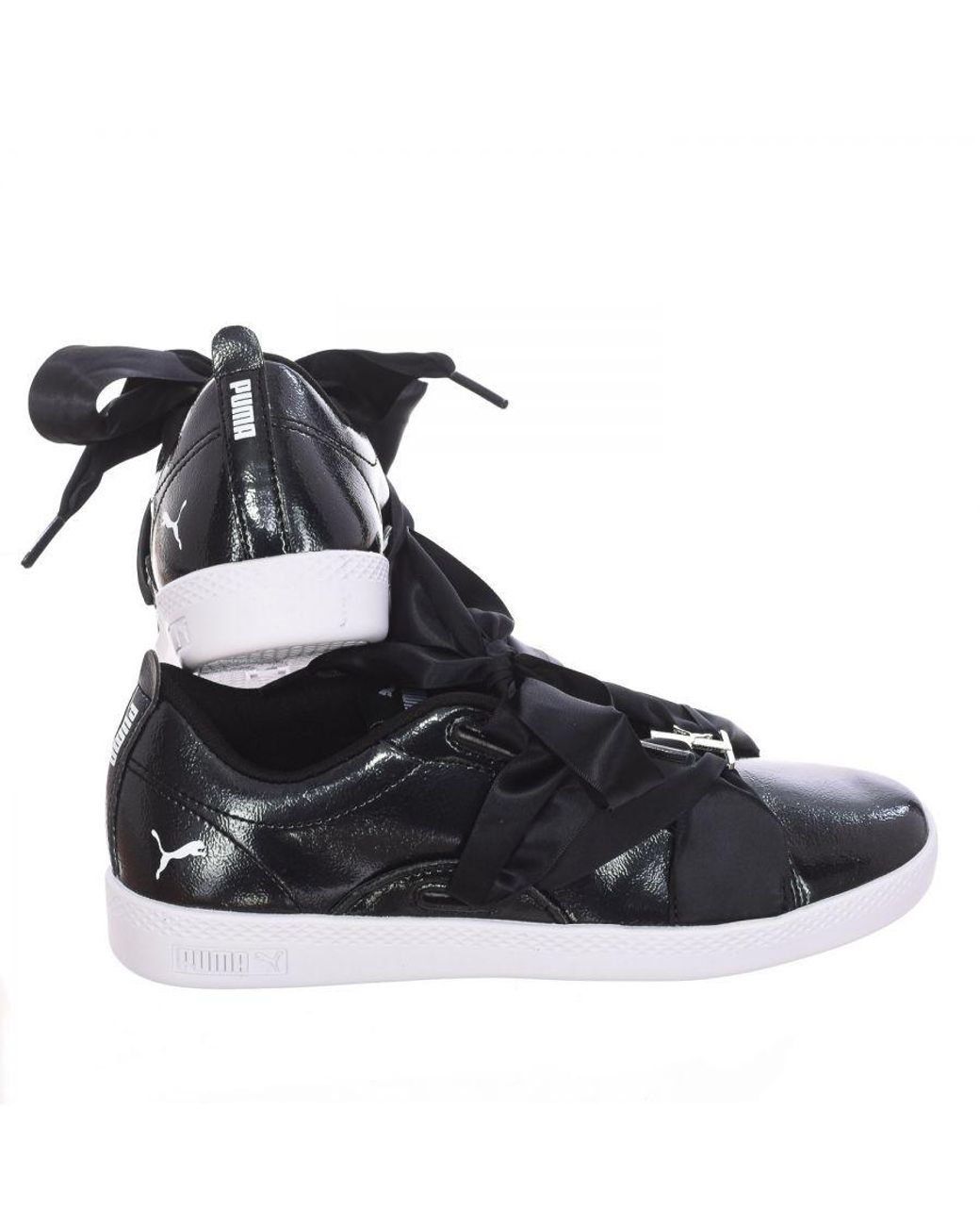 PUMA Smash Wns Bkl Patent Sneaker Leather in Black | Lyst UK