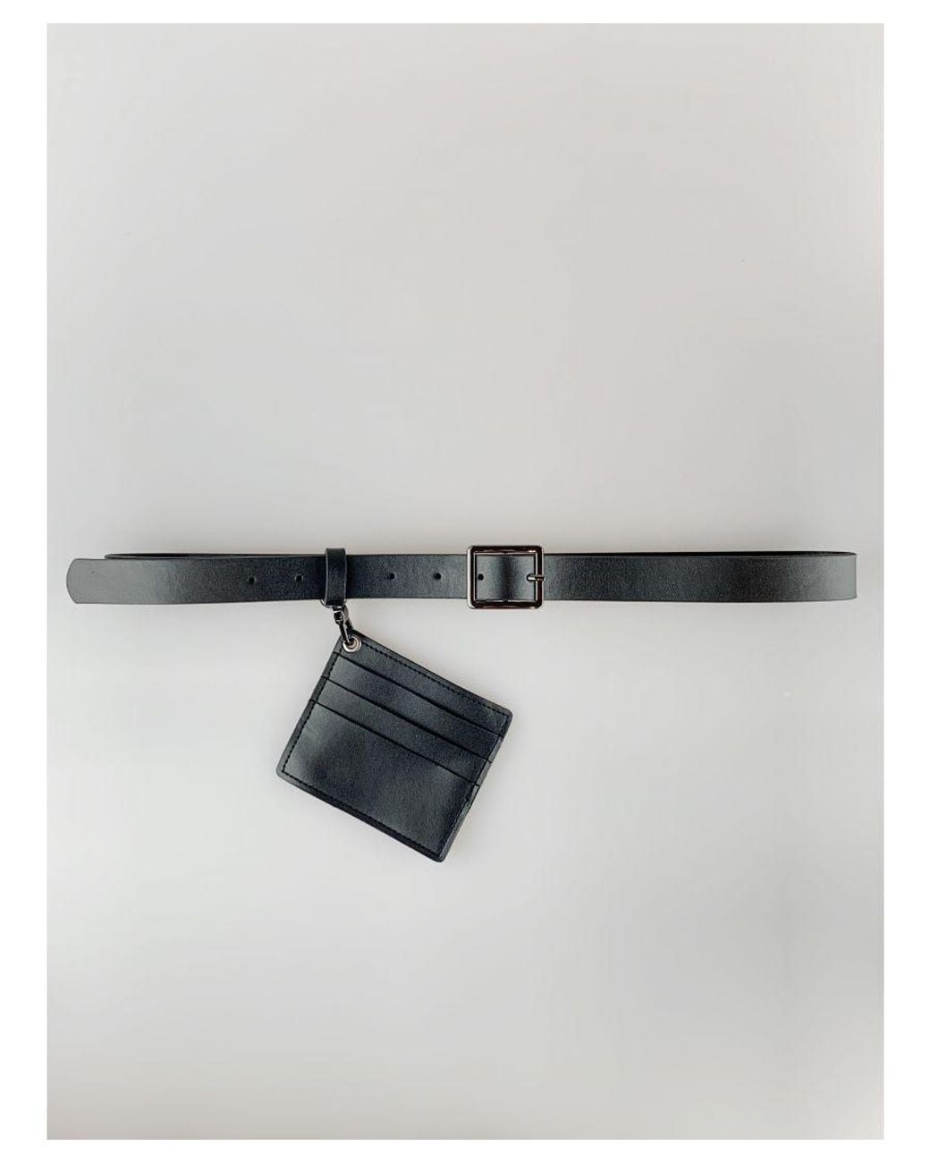 SVNX Black Pu Leather Belt With Dettachable Card Holder