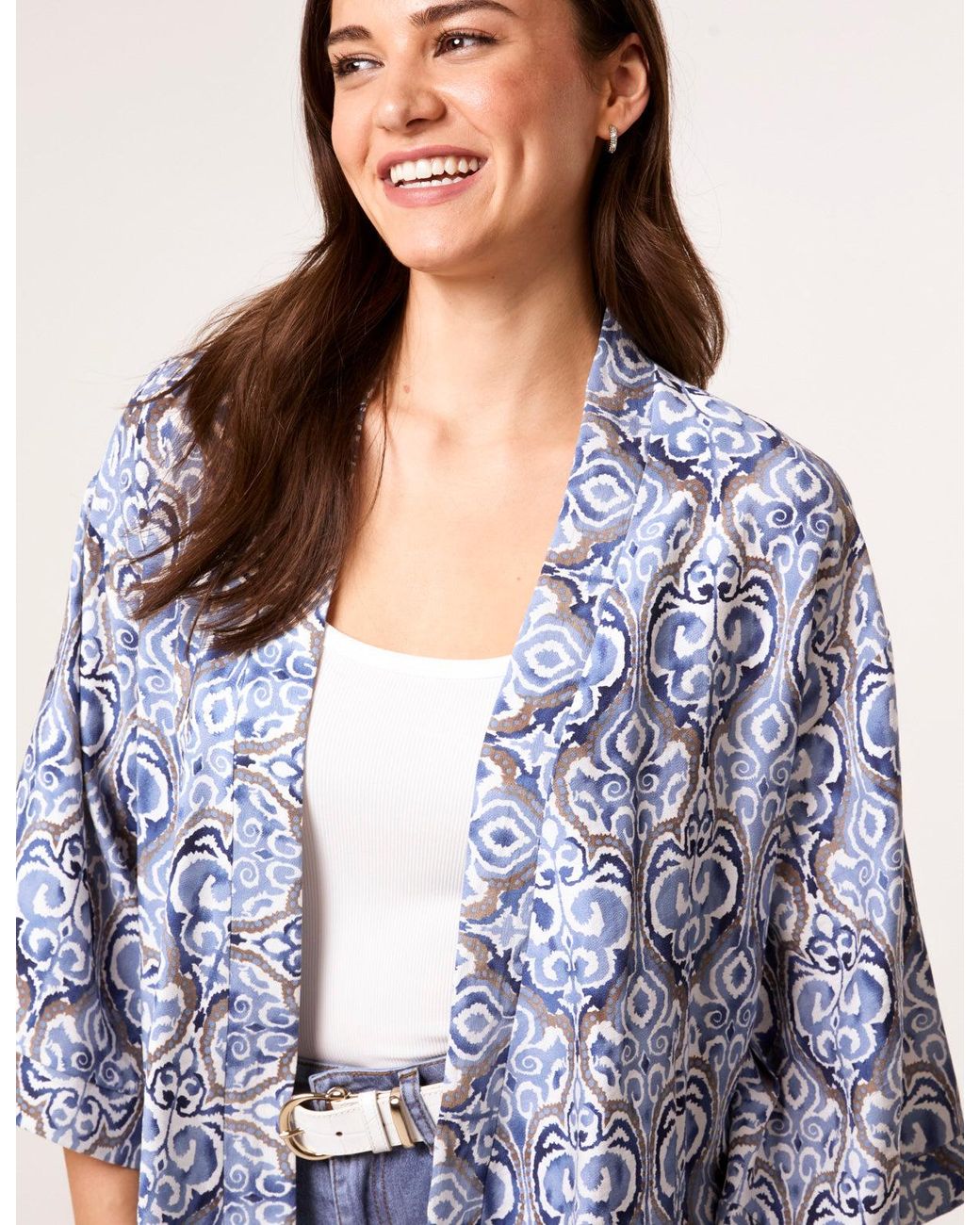 Blue Vanilla Blue 3/4 Sleeve Kimono