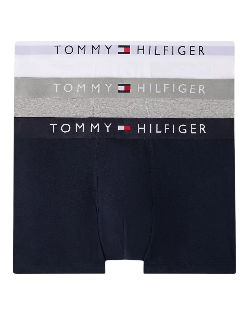 Tommy Hilfiger Blue Underwear 3Pack Th Original Logo Waistband Trunks Soft Boxer for men
