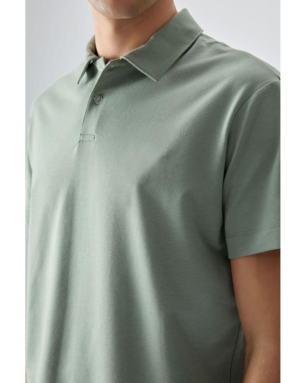 TOMMY LIFE Green Oversized Polo Collar T-Shirt for men