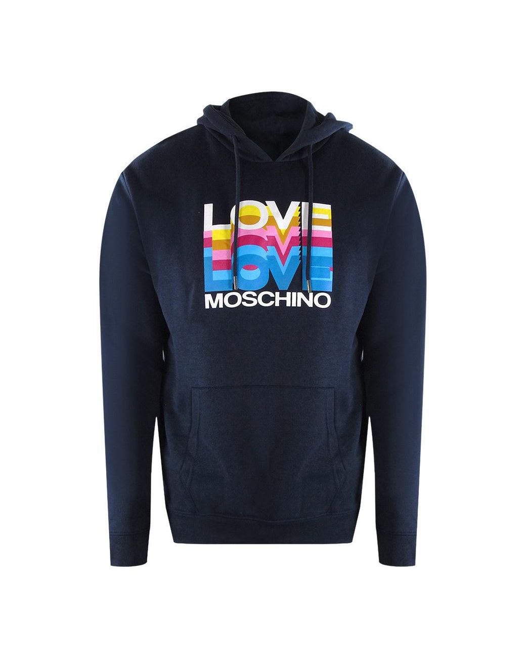 Moschino Blue Love Multi Logo Hoodie Cotton for men