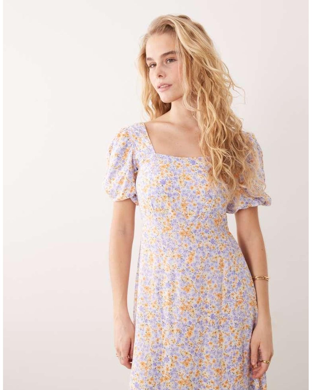 Nobody's Child Pink Puff Sleeve Midi Dress